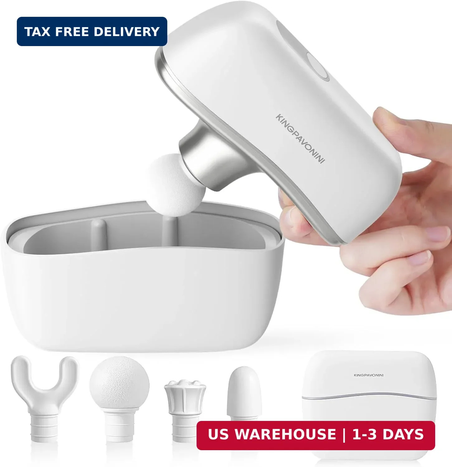 KingPavonini Mini Massage Gun with All-in-One Storage Case, Pocket-Sized Small M