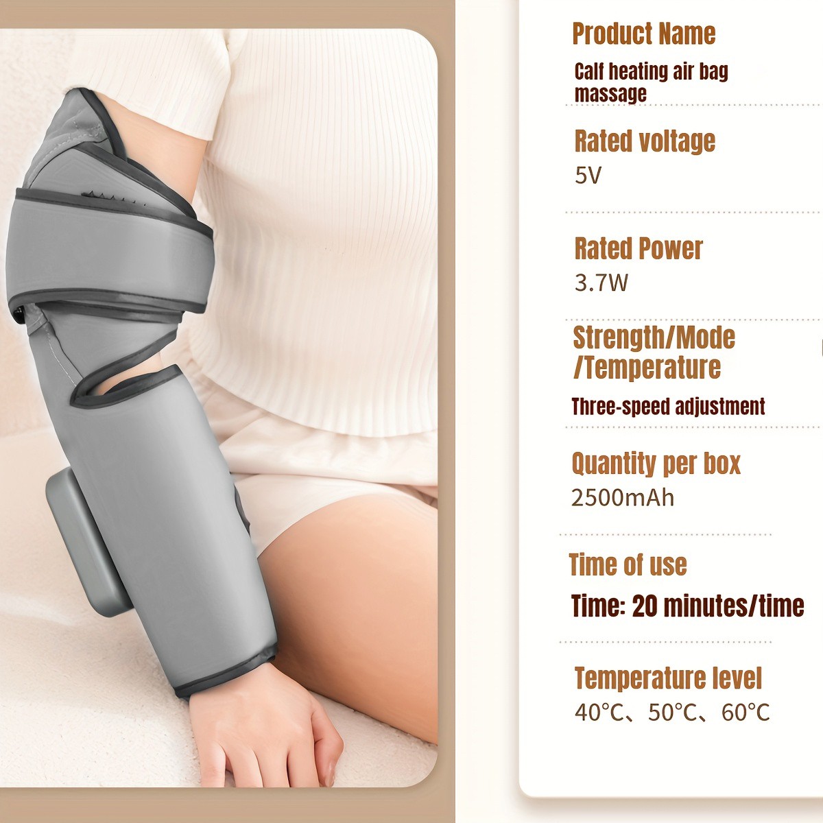 2x Leg Massager for Circulation, Air Compression Calf Knee Foot Massager w/ Heat