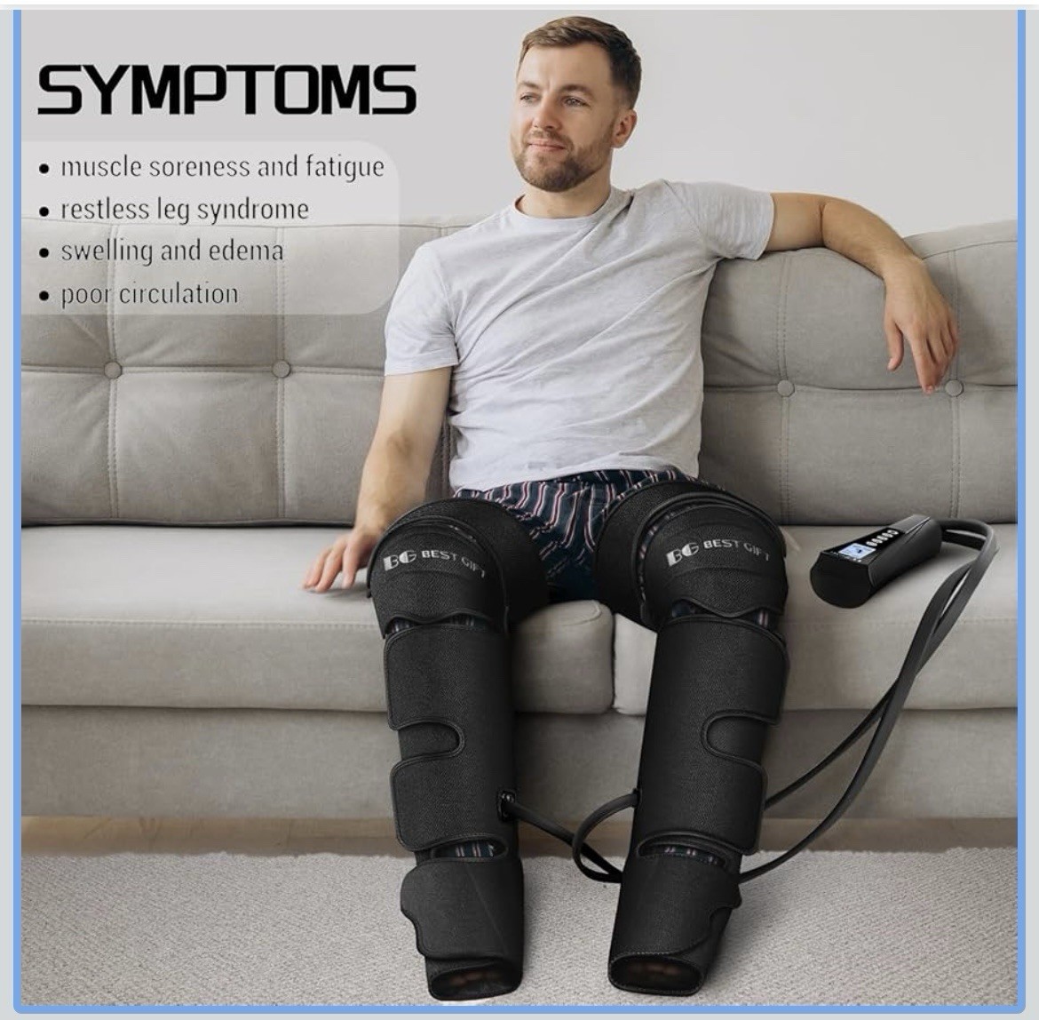 Air Compression Massager with Heat for Foot, Leg, Calf, Thigh, Knee