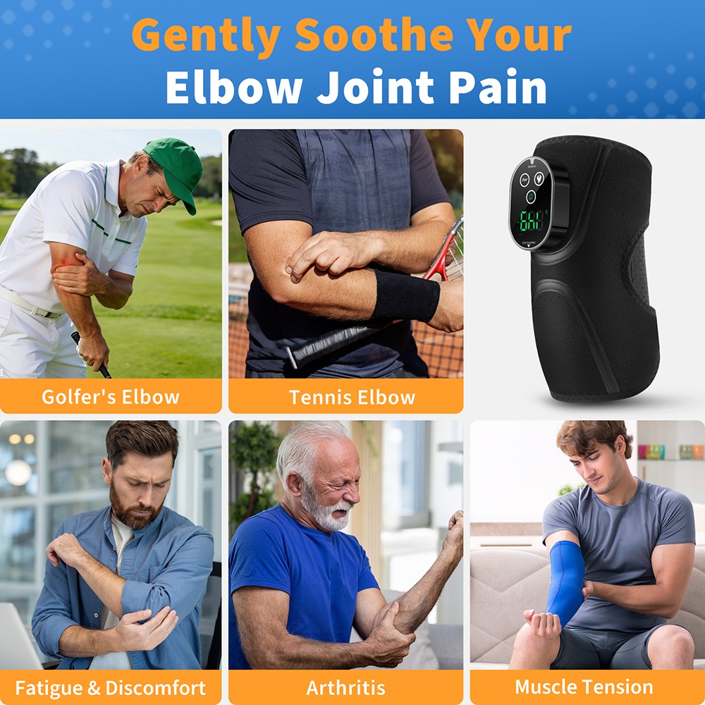 Electric Elbow Massager Brace Wrap Joint Pain Relief Heating Vibration Therapy
