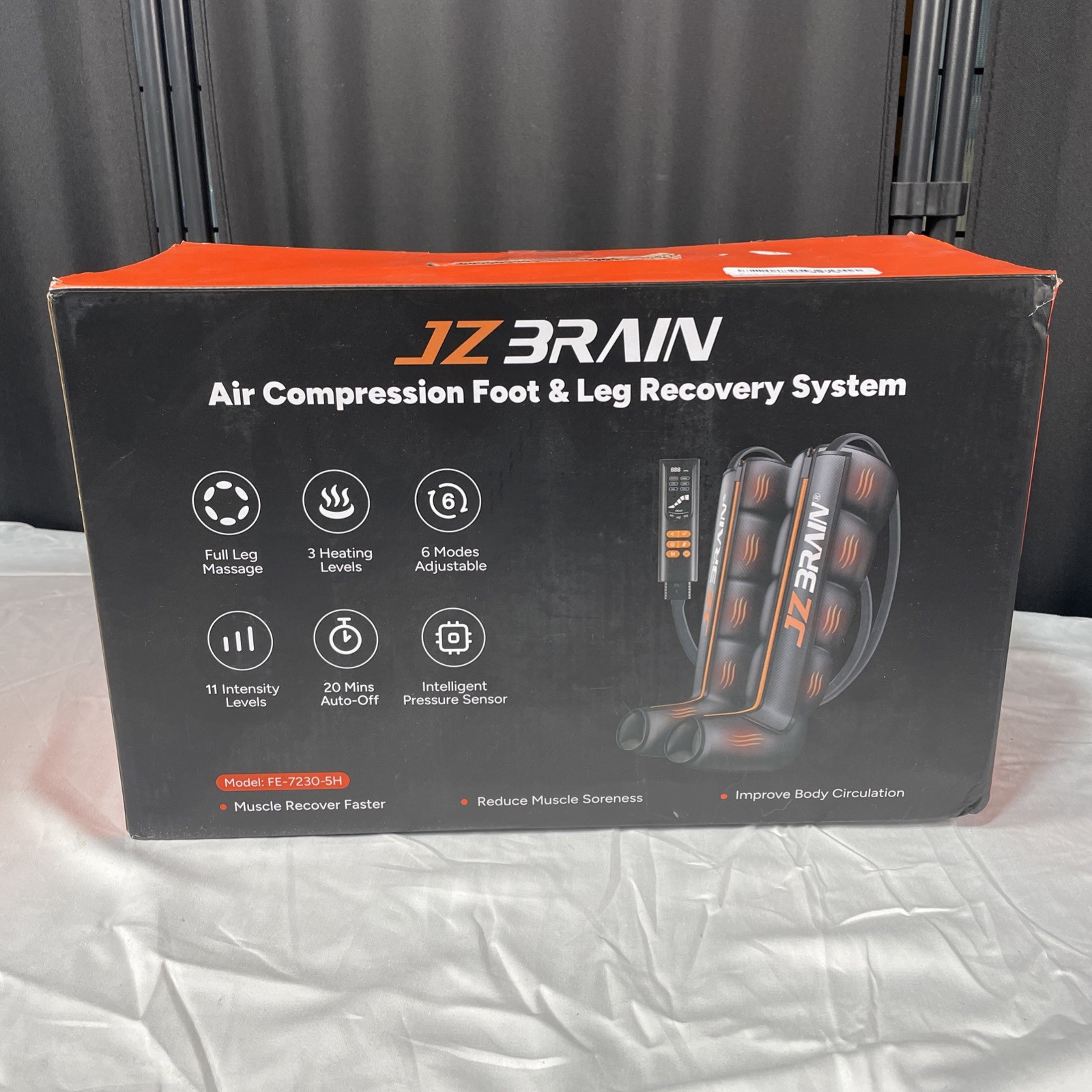 JZBRAIN Air Compression Foot & Leg Recovery System With Heat FE-7230-5H Black