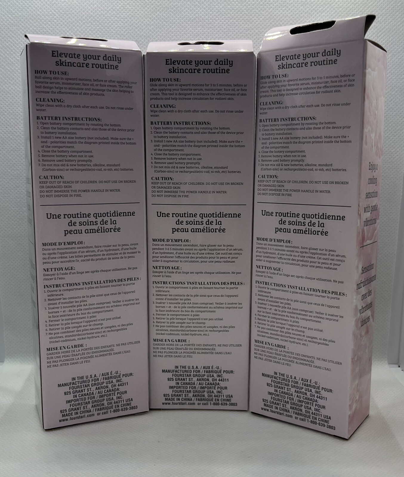 B Pure Vibrating Facial Massager Pink. Set Of 3