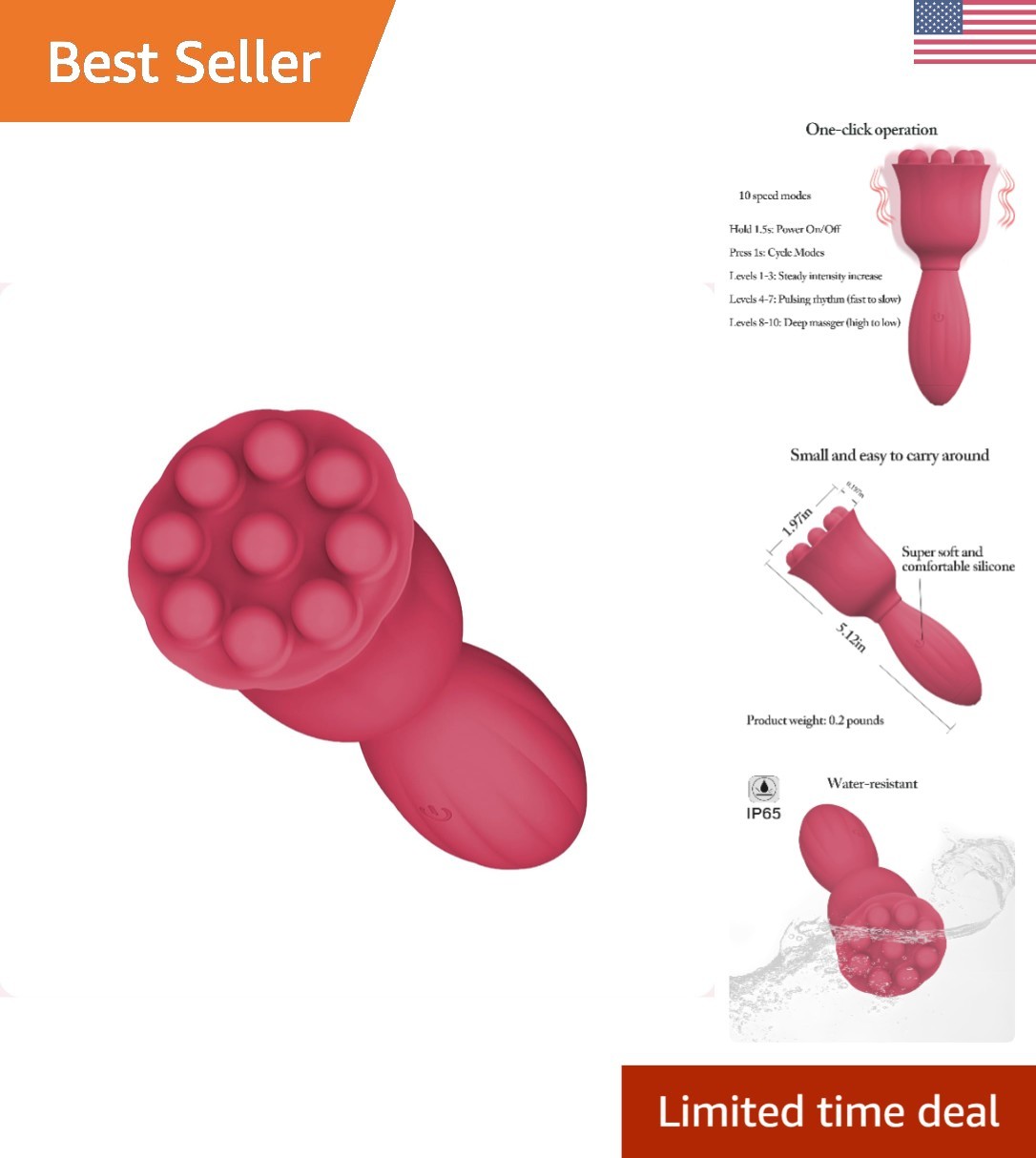 Skin-Friendly Silicone Mini Massager – 10 Adjustable Speeds, Waterproof