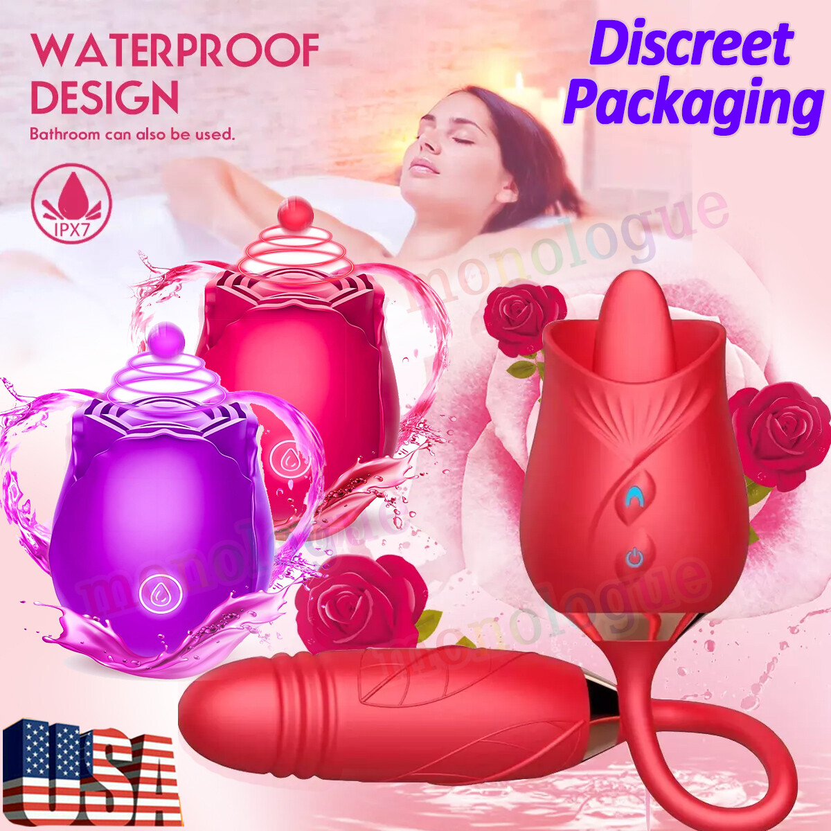 Silicone-Vibrator-Licking-Sucker-Women-Massager-10 Vibration USB Rechargeable