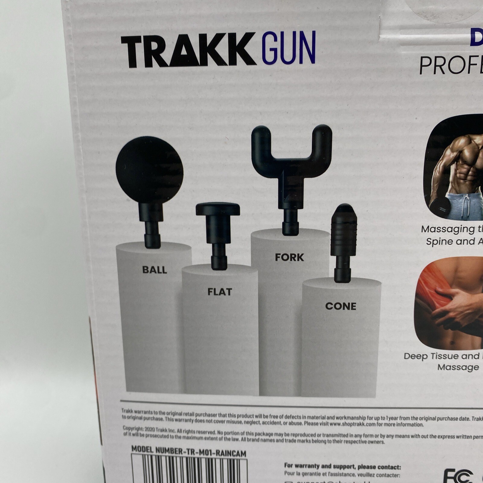 TRAKK GUN Deep Muscle Full Body Professional Massage 4 Attachment TR-M01-RAINCAM