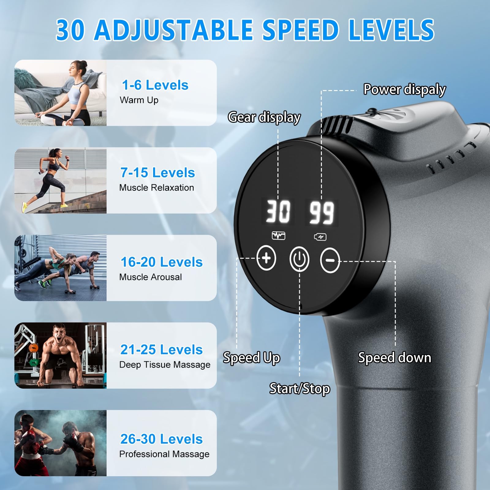 APHERMA Massage Gun, Muscle Gun for Athletes Handheld Large, Grey
