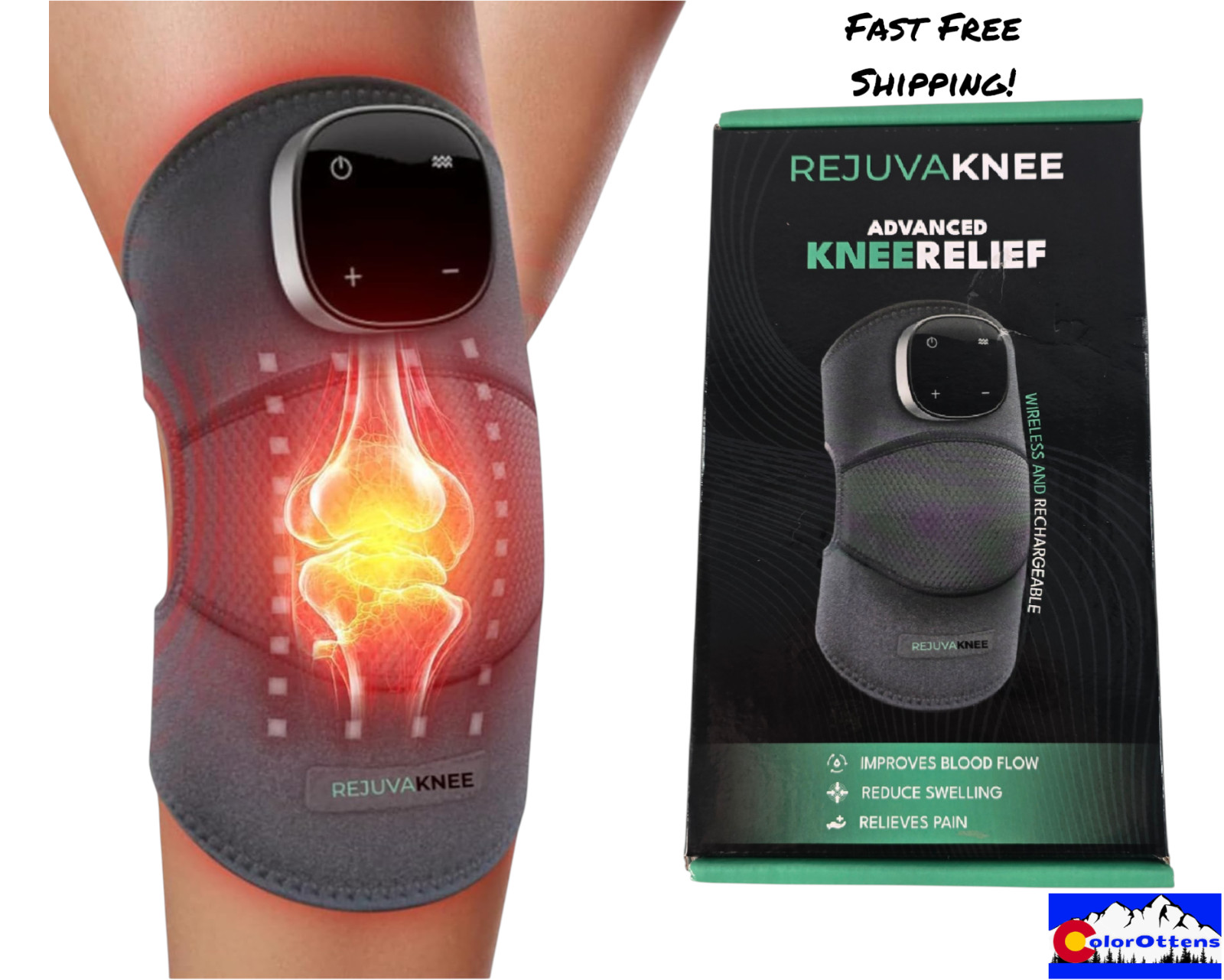 RejuvaKnee Advanced Knee Relief Heat Massage Compression Wireless & Rechargeable