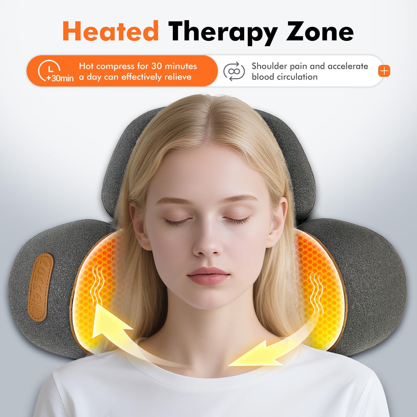 3-in-1 Neck Massager Pillow with Heating & Cervical Traction, Ergonomic Cervi…