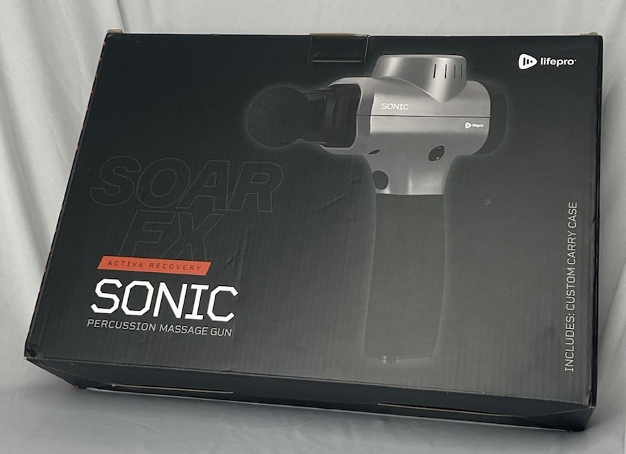 LifePro Sonic Percussion & Vibration Massage Gun, 8 Heads, Case, Black/Gray