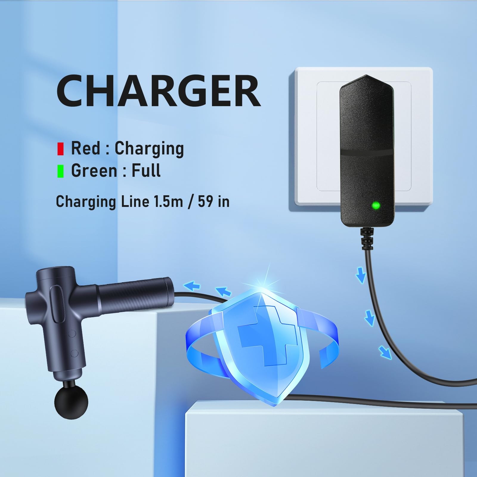 Bccxzm Massage Gun Charger 24V ~ 25.2V 1A Charger for 24V
