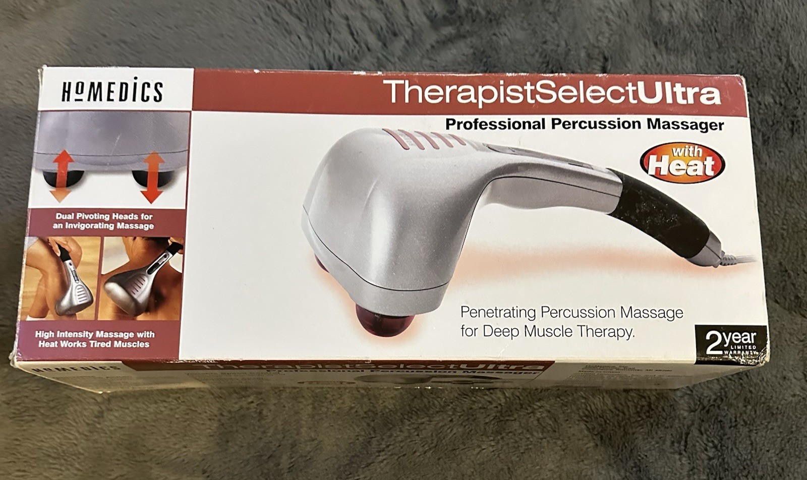 HoMedics PA-1H Handheld Percussion Hand Massager w/ Heat, Corded, 120V