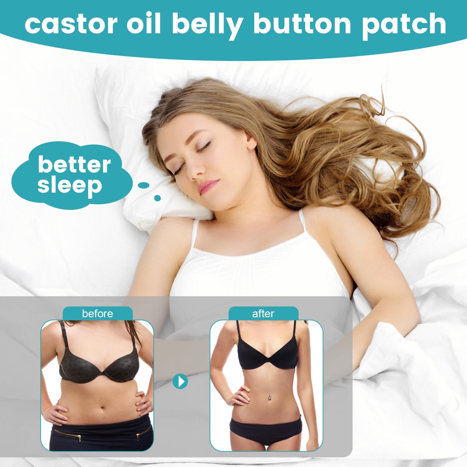 72Pcs Castor Oil Pack Wrap, Organic Cotton Castor Oil Patches for Belly Button,
