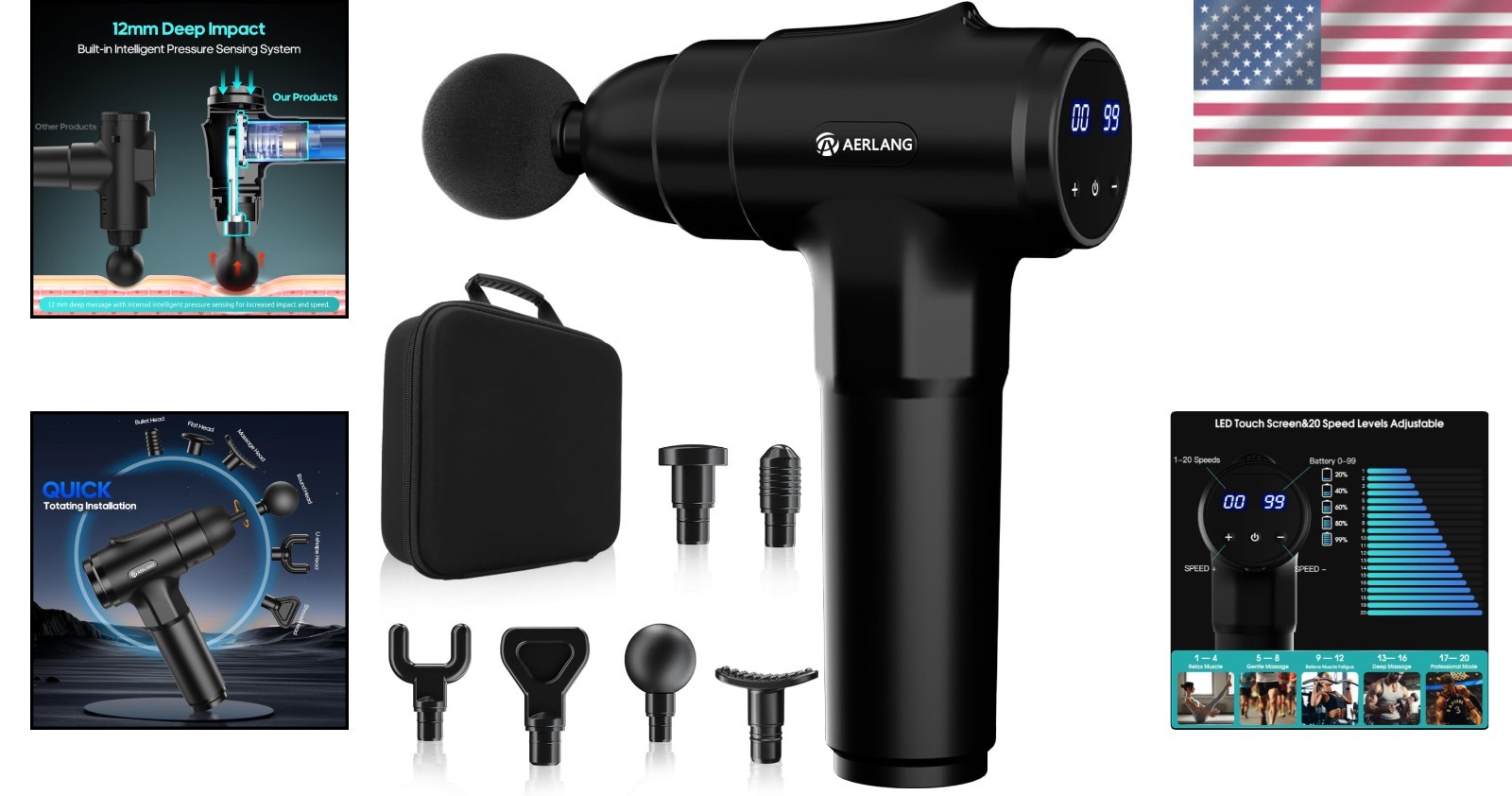 Harness Pain Relief: Travel-Friendly Massage Gun with Touch Control Display