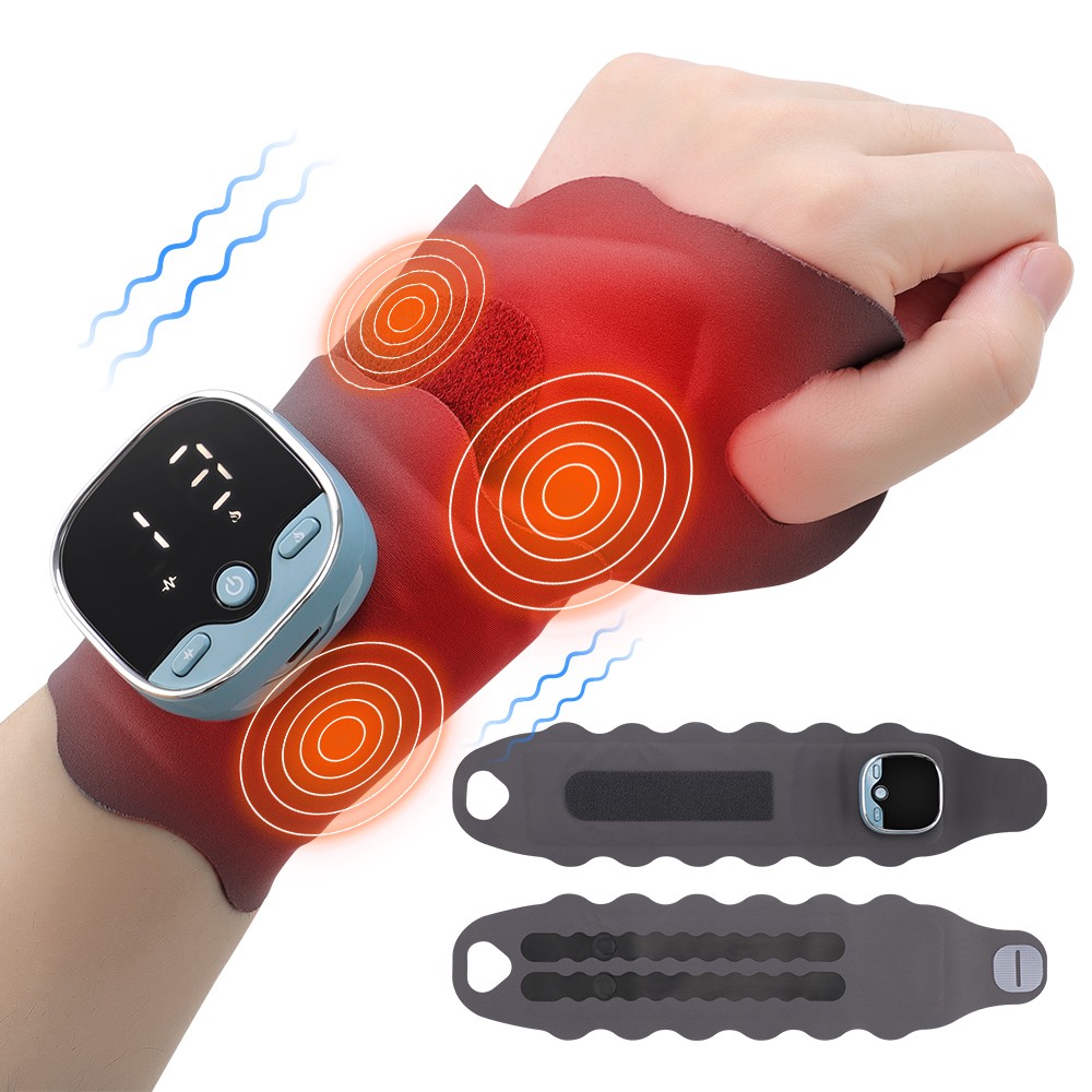 Cordless Hand Wrist Massager 3 Heat Levels, 5 Massage Modes, 9 Intensity levels
