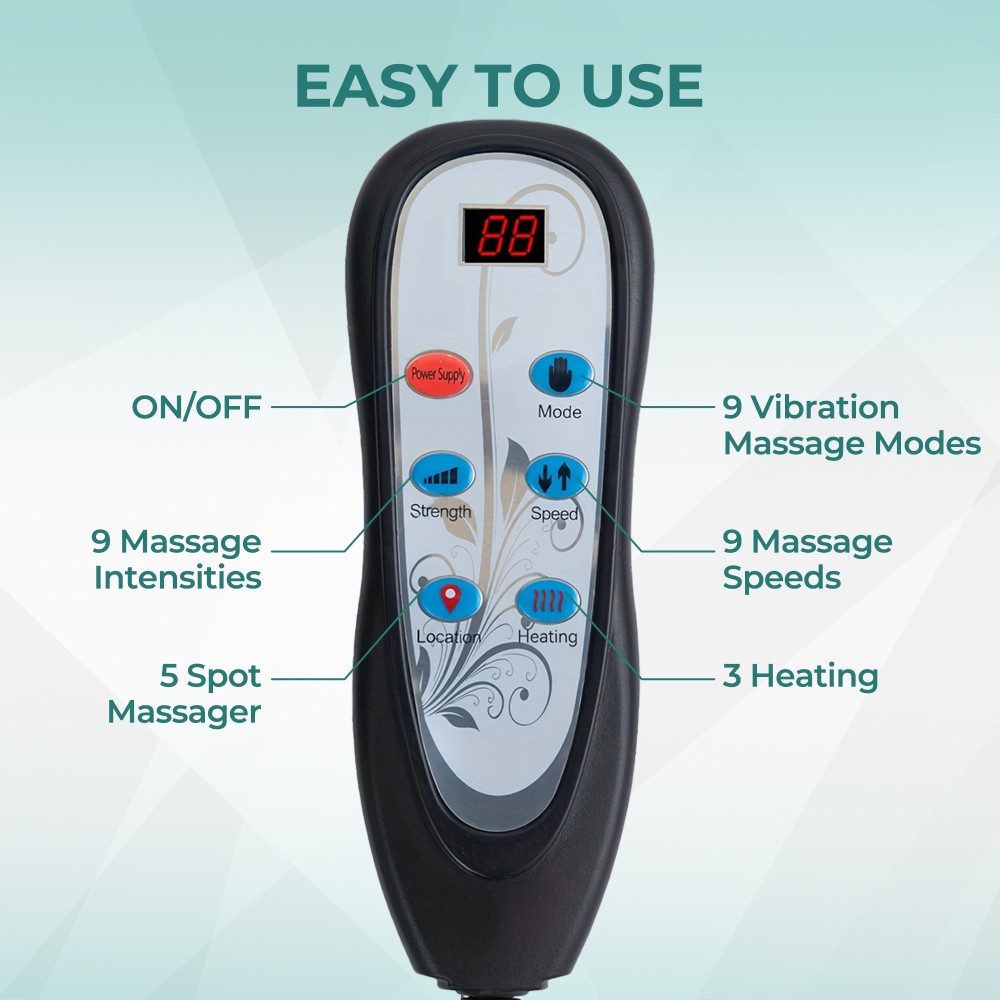 7-Motor Heated Massage Chair Pad, 9 Modes Adjustable Heat Timer for Home Office