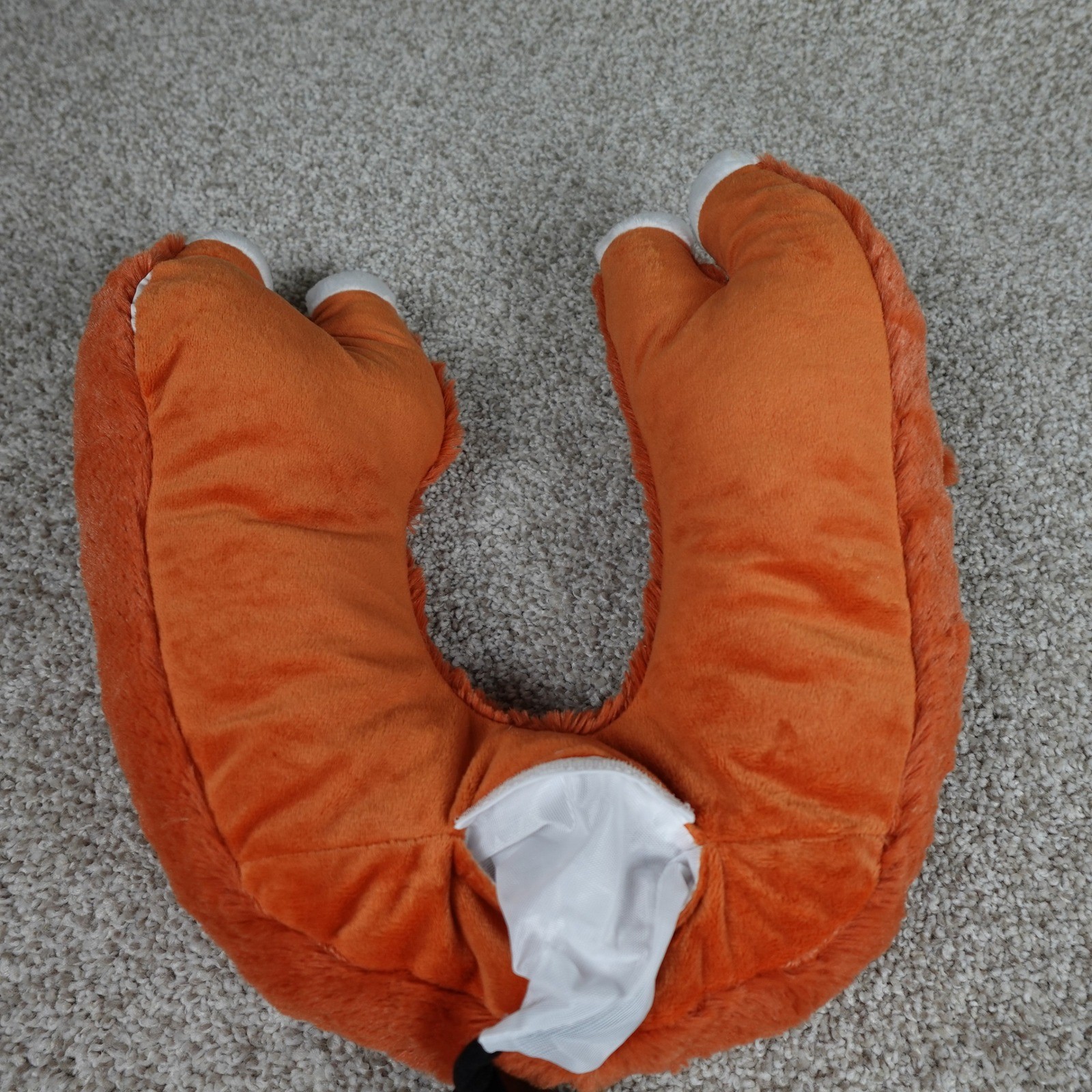 Vibrating Plush Fox Neck Pillow Orange White Faux Fur Travel Support Accessory
