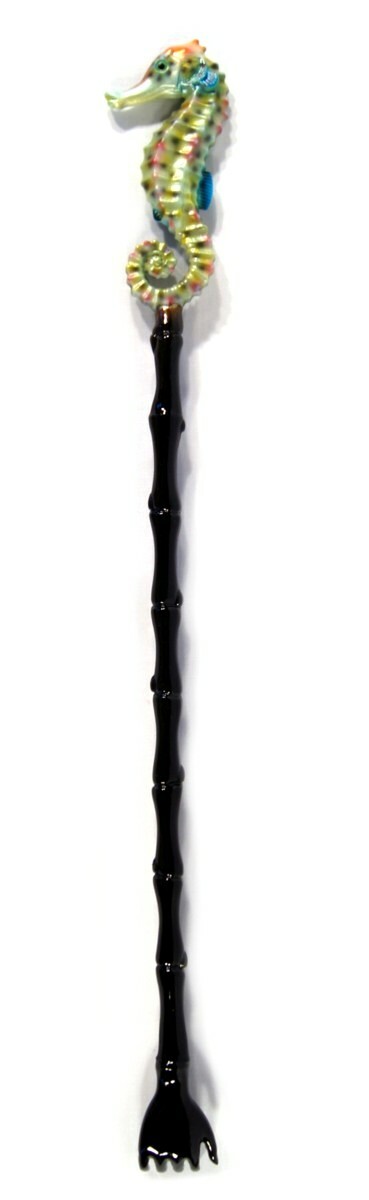 Hand Painted 18″ Backscratcher Back Scratcher Green Seahorse 67S