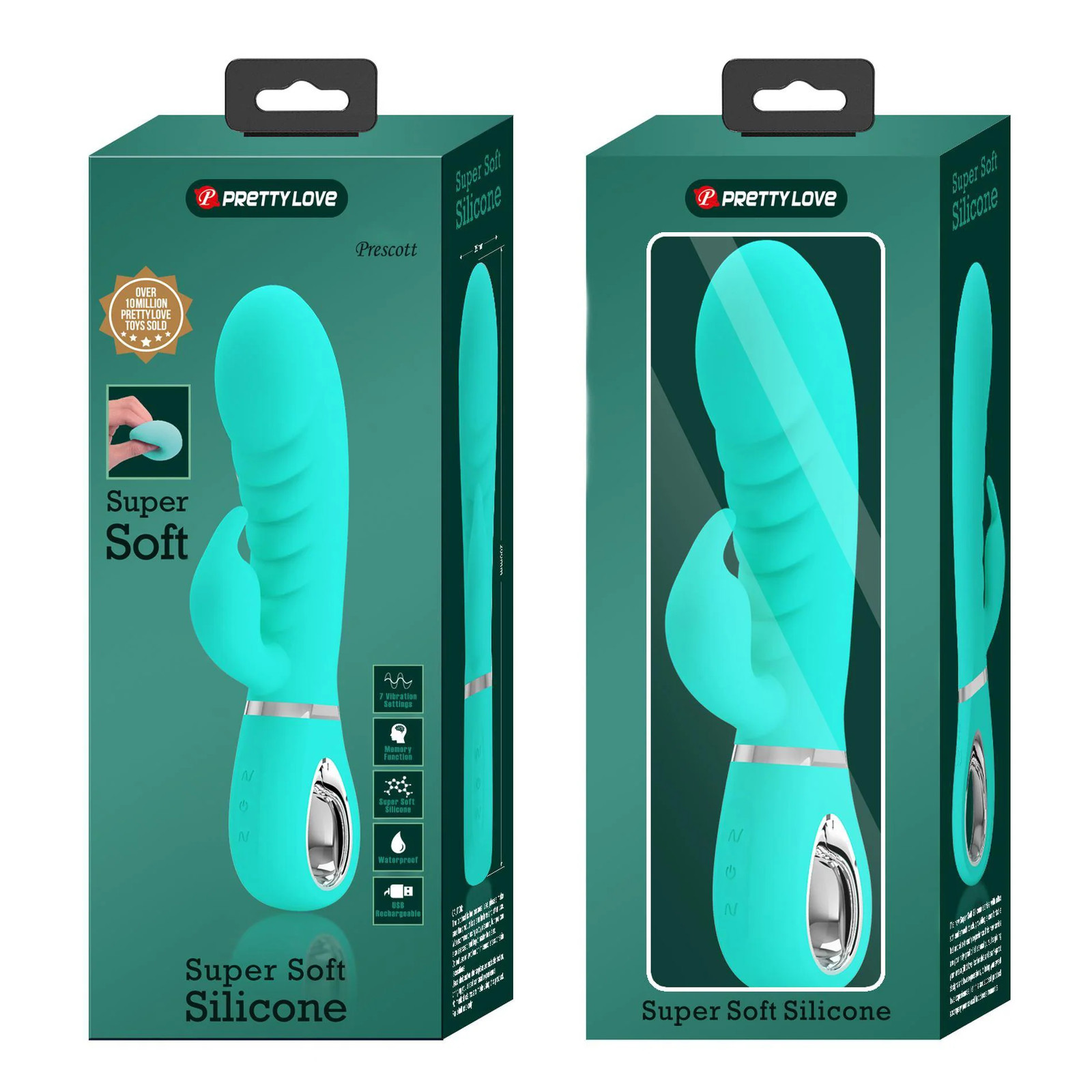 Prescott Super Soft Rabbit Silicone Vibrator – Vibrator -Teal