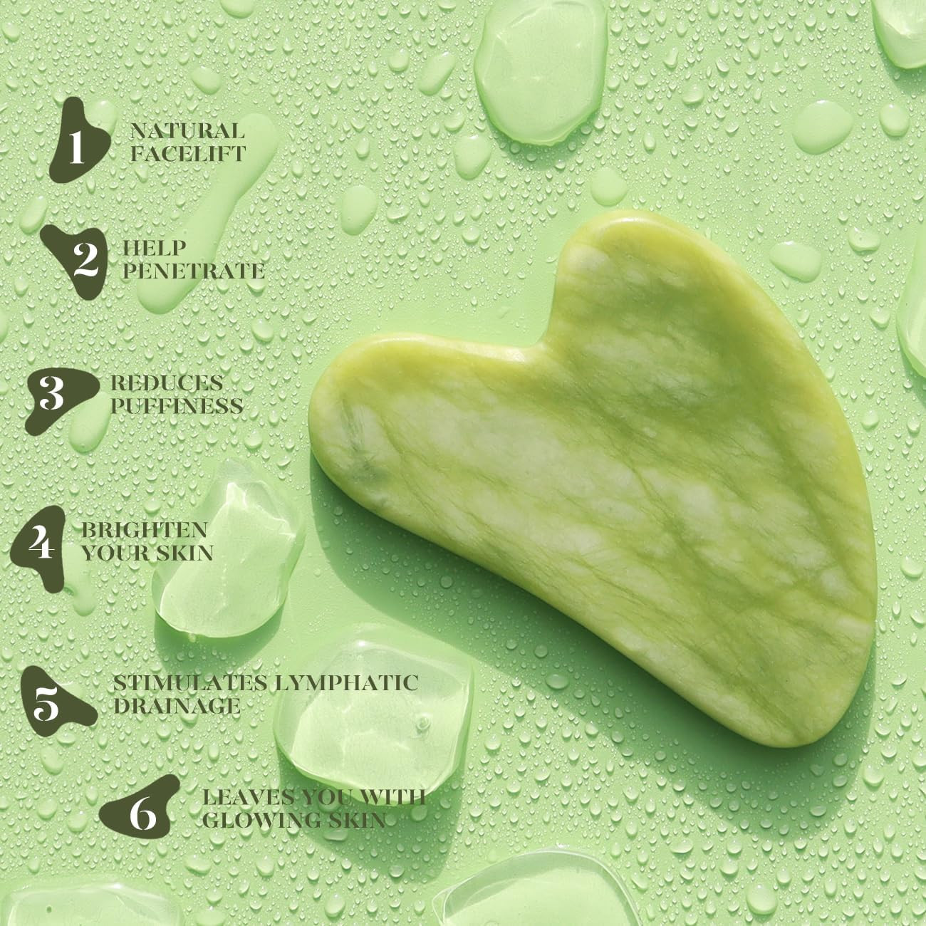 Icyme Gua Sha & Jade Roller Facial Tools Face Roller and Gua Sha Set for Puffine