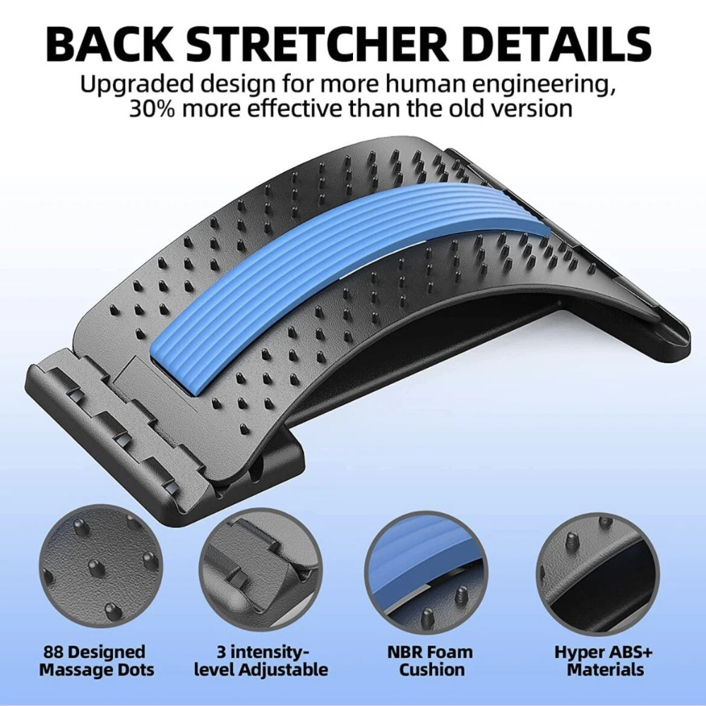3-Level Adjustable Back Stretcher Posture Corrector Lumbar Support with Massage