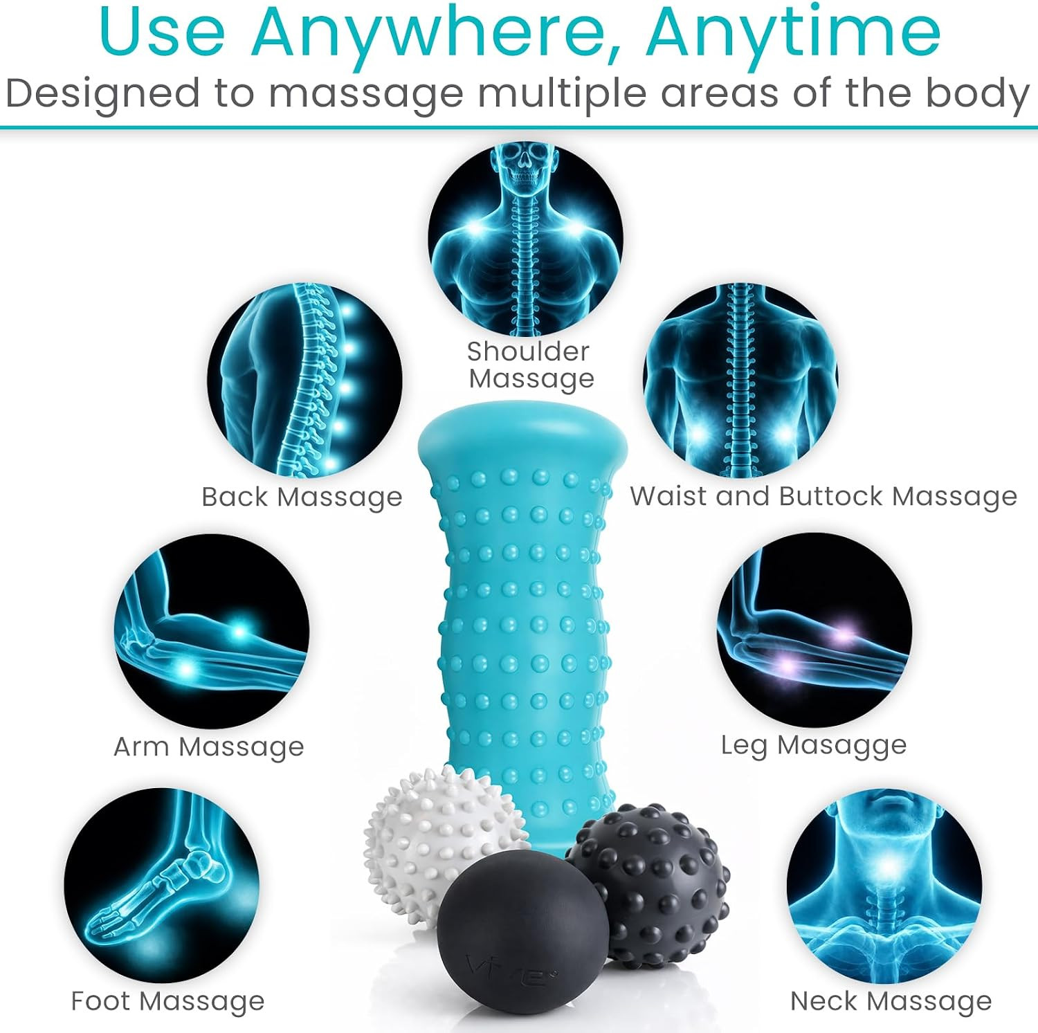 Vive Massage Ball Set (4 Piece) – Plantar Fasciitis Relief Foot Pain Hot Cold Th