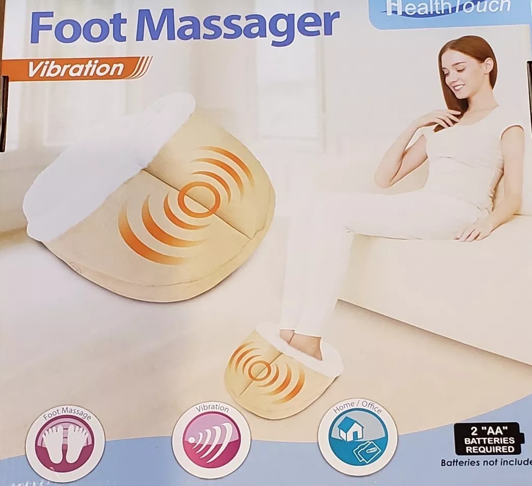 Health Touch Brand ~ Foot Massager ~ Vibration ~ Tan & Cream Color