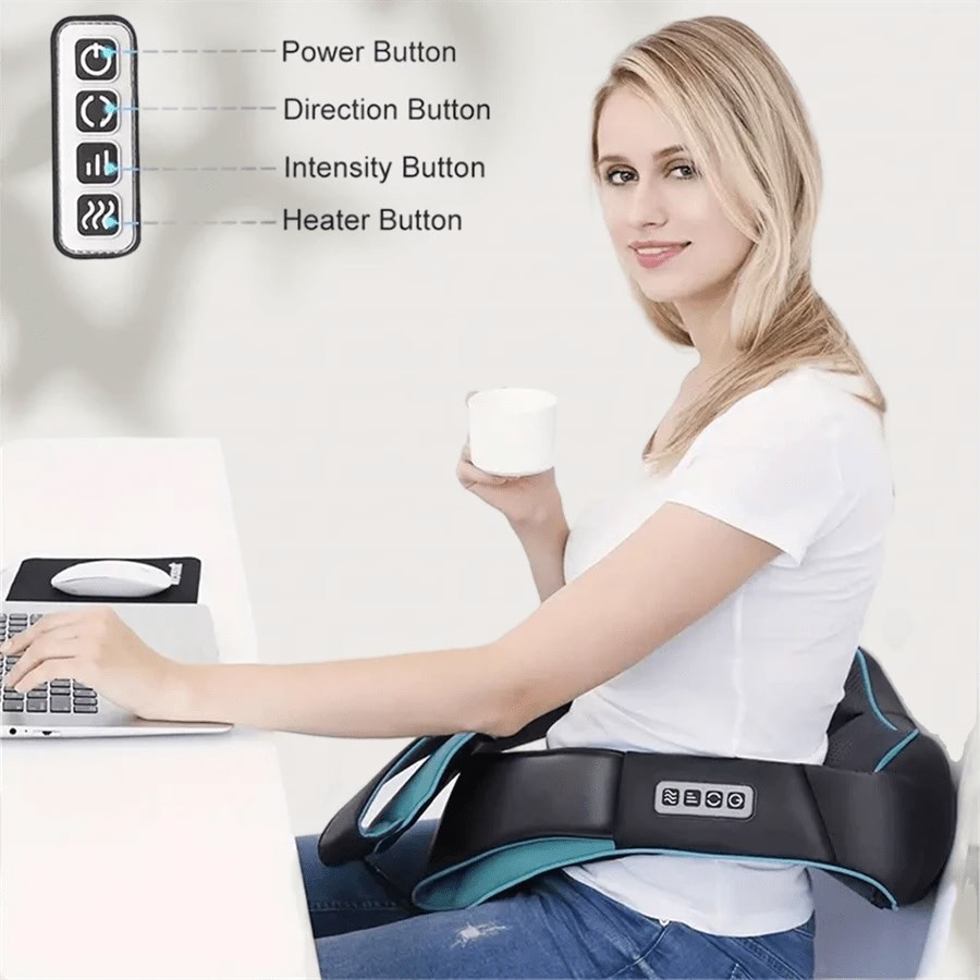 3D Neck Shoulder Back Massager with Heat Deep Kneading Massage Pillow