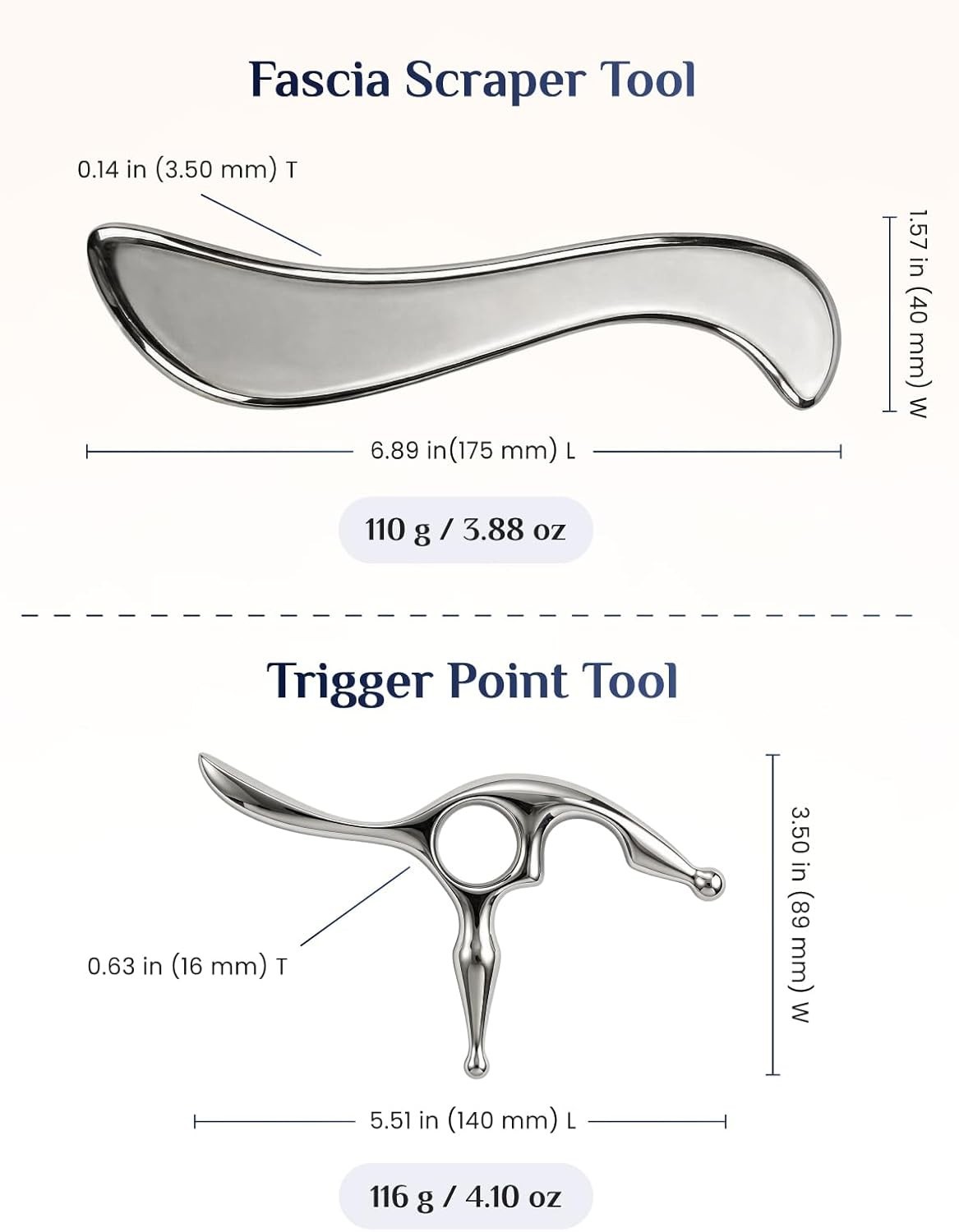 Trigger Point Massage Tool & Muscle Scraper Tool, Stainless Steel Body Gua Sh…
