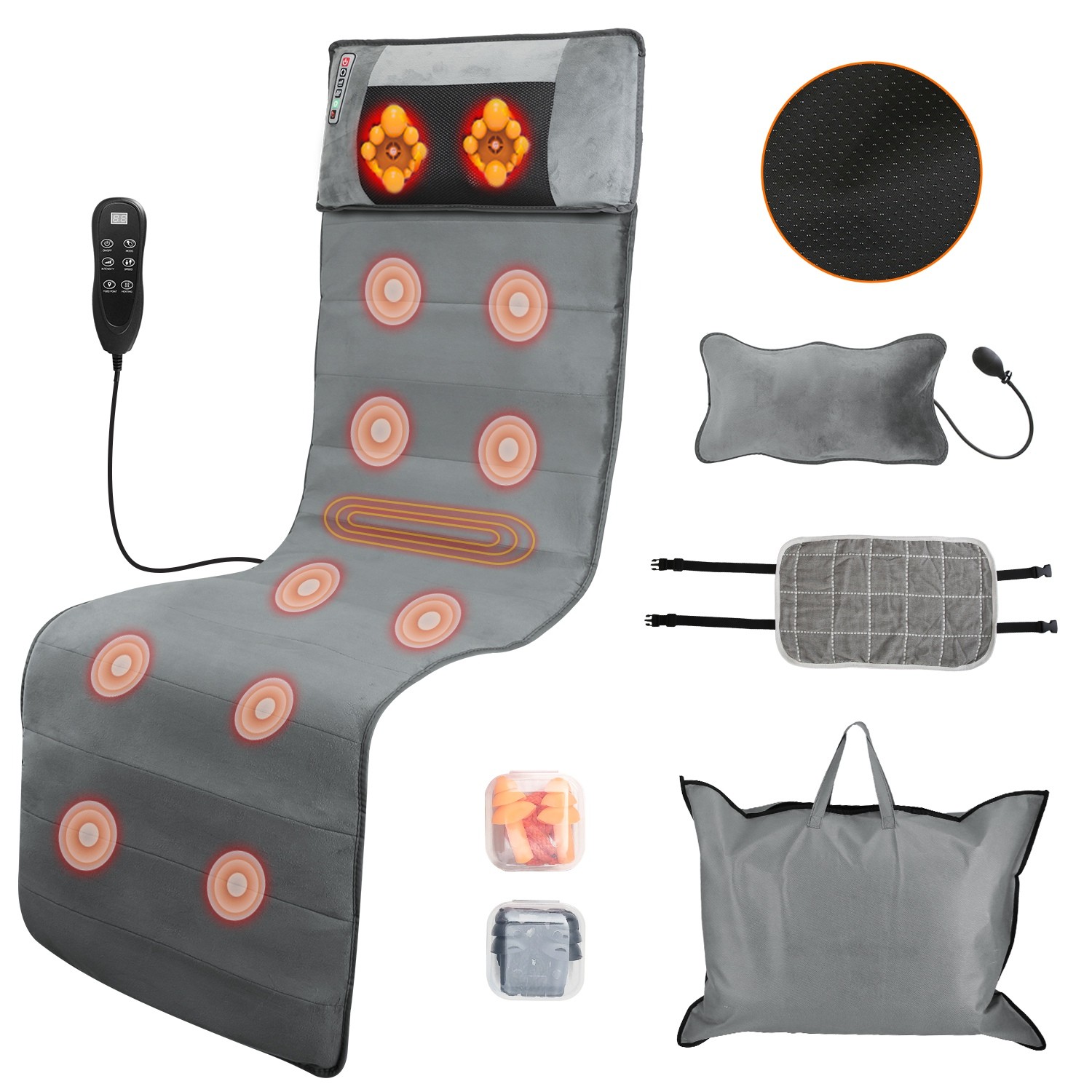 New Full Body Massage Mat with Heat Massage Mattress with Shiatsu Neck Massager