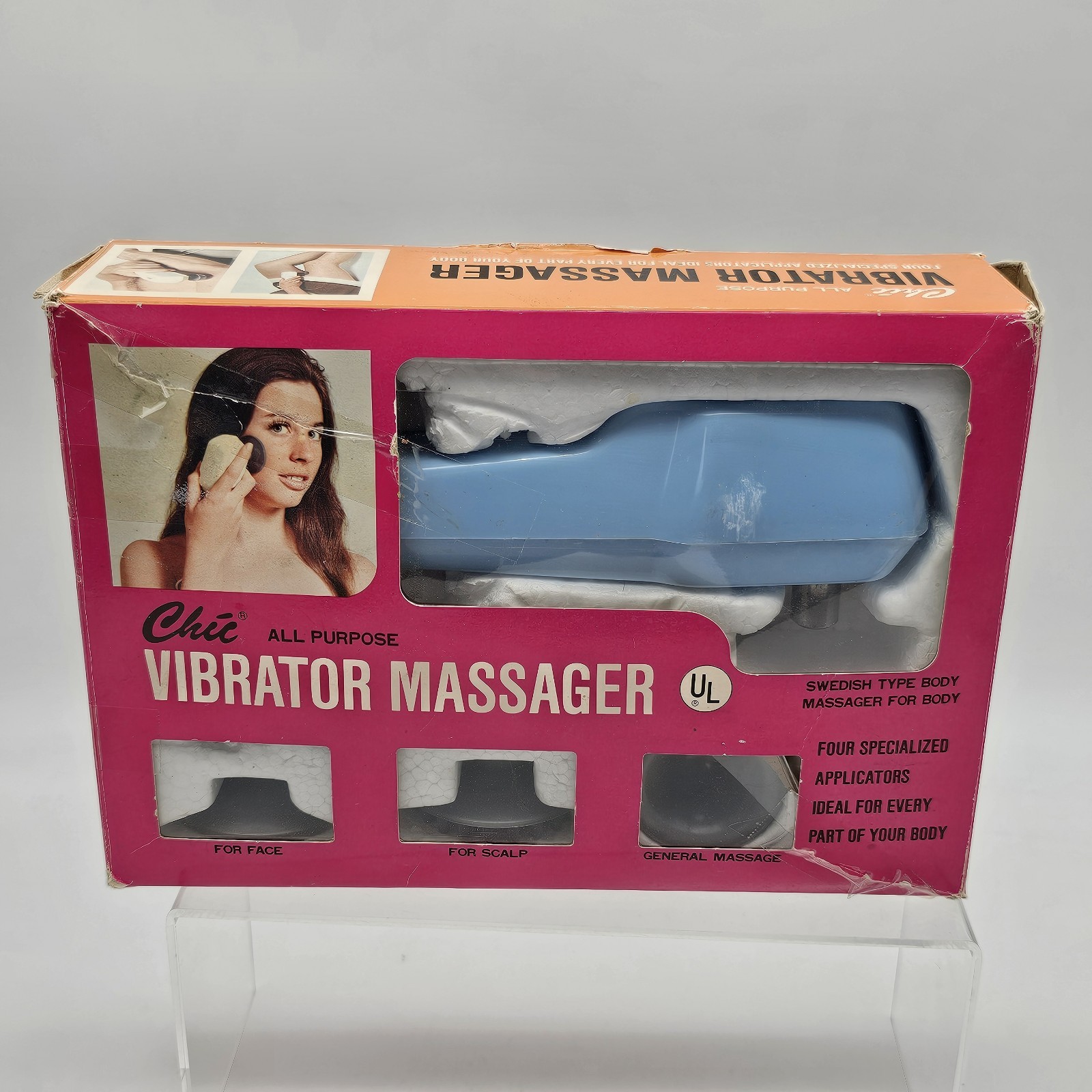 Chic Vibrator Body Massager 3 Attachments Original Box Japan Parts Not Working