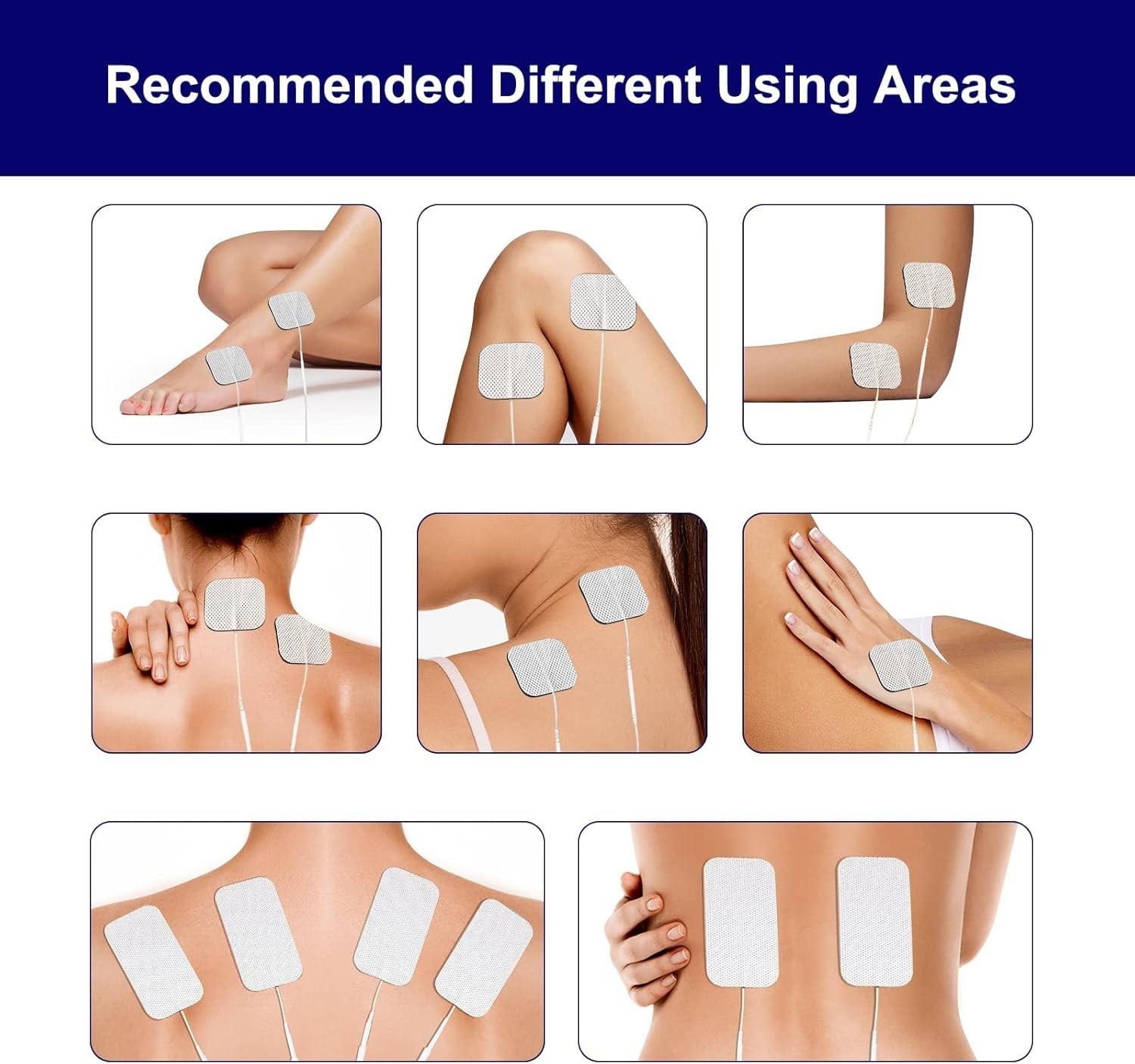TENS Unit Replacement Pads 2×2 20pcs Reusable Electrodes for Electrotherapy