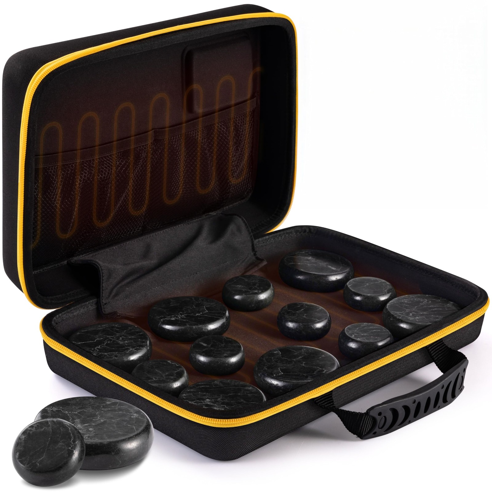 Serenelife Massage Stone And Heating Bag Set – Spa Portable Heated 12 Rocks