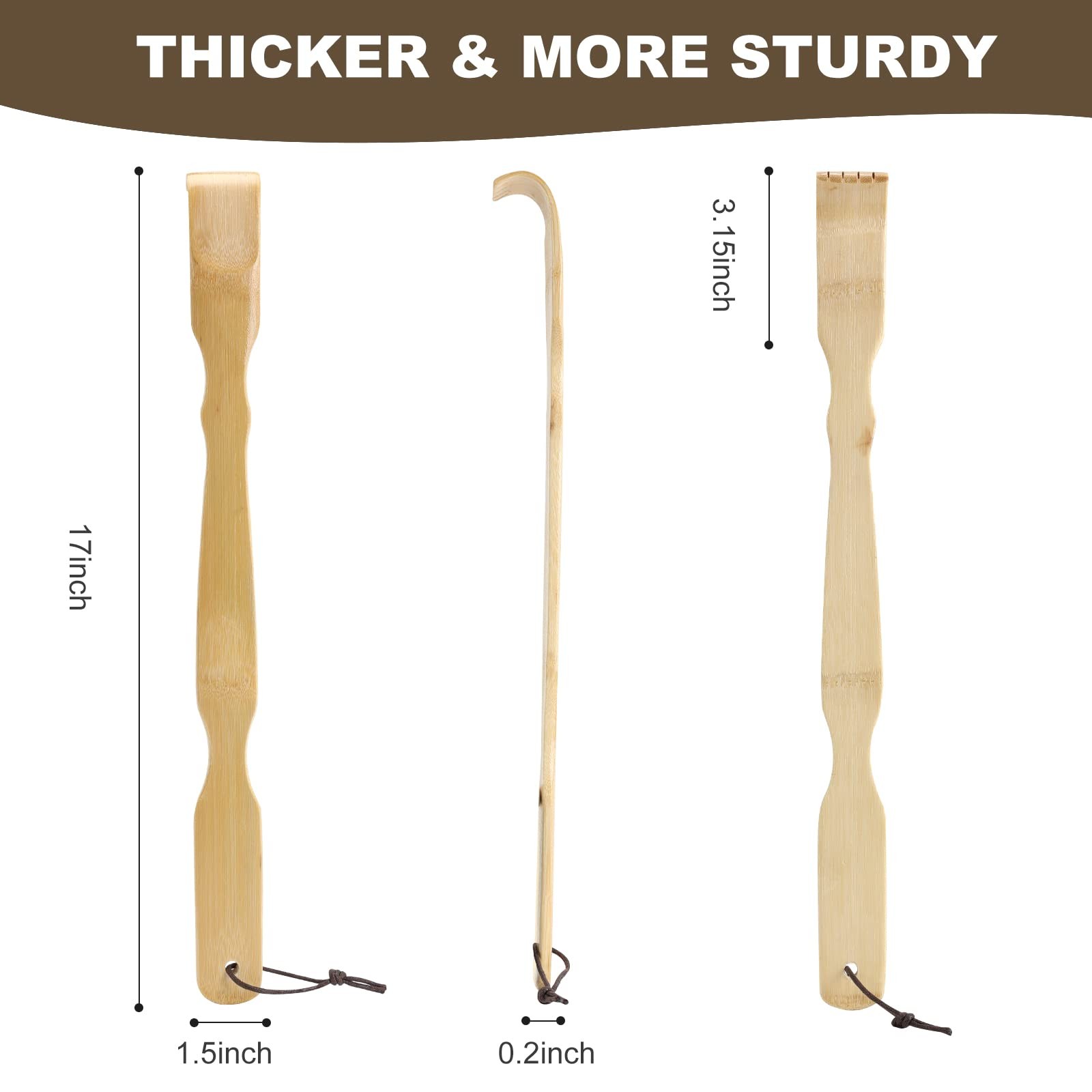 2 Pack Wooden Bamboo Back Scratcher, 17 Inch Long Handle Back Scratchers for …