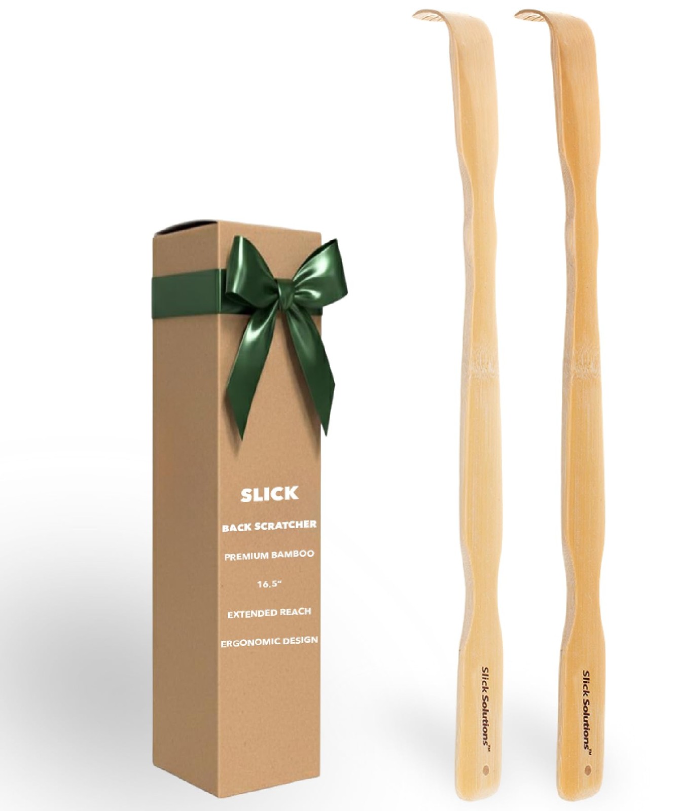 Slick- Bamboo Back Scratcher, 16.5″, 2 Pack, Long Handle