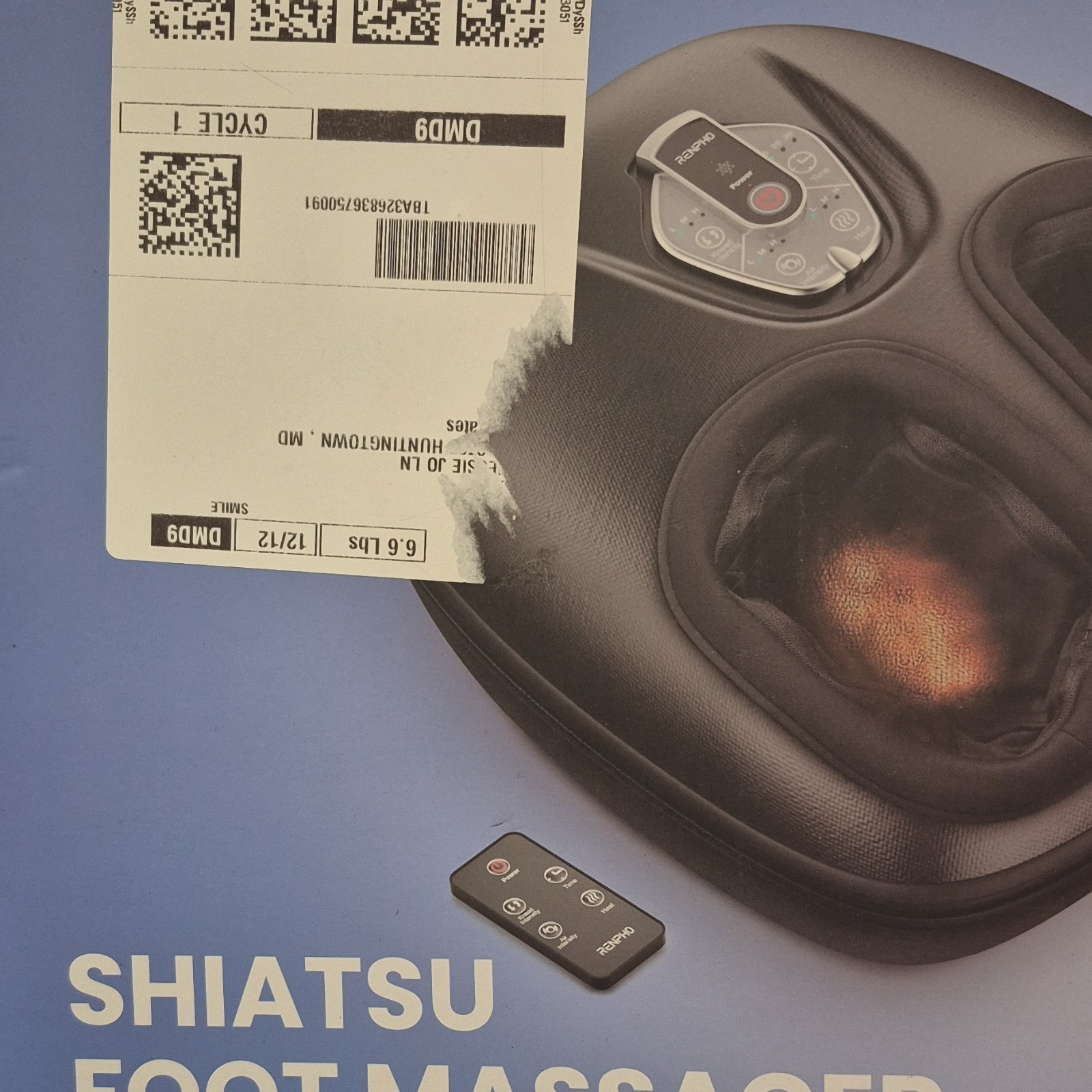 RENPHO Shiatsu Foot Massager Black Remote Control Multispeed Washable