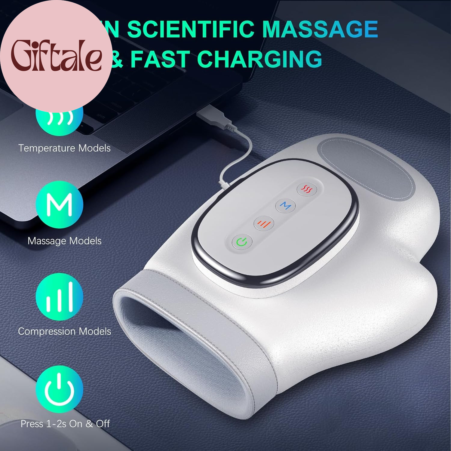 Professional Hand Massager with Heat Compression Therapy, 3 Massage 4 Temperatur