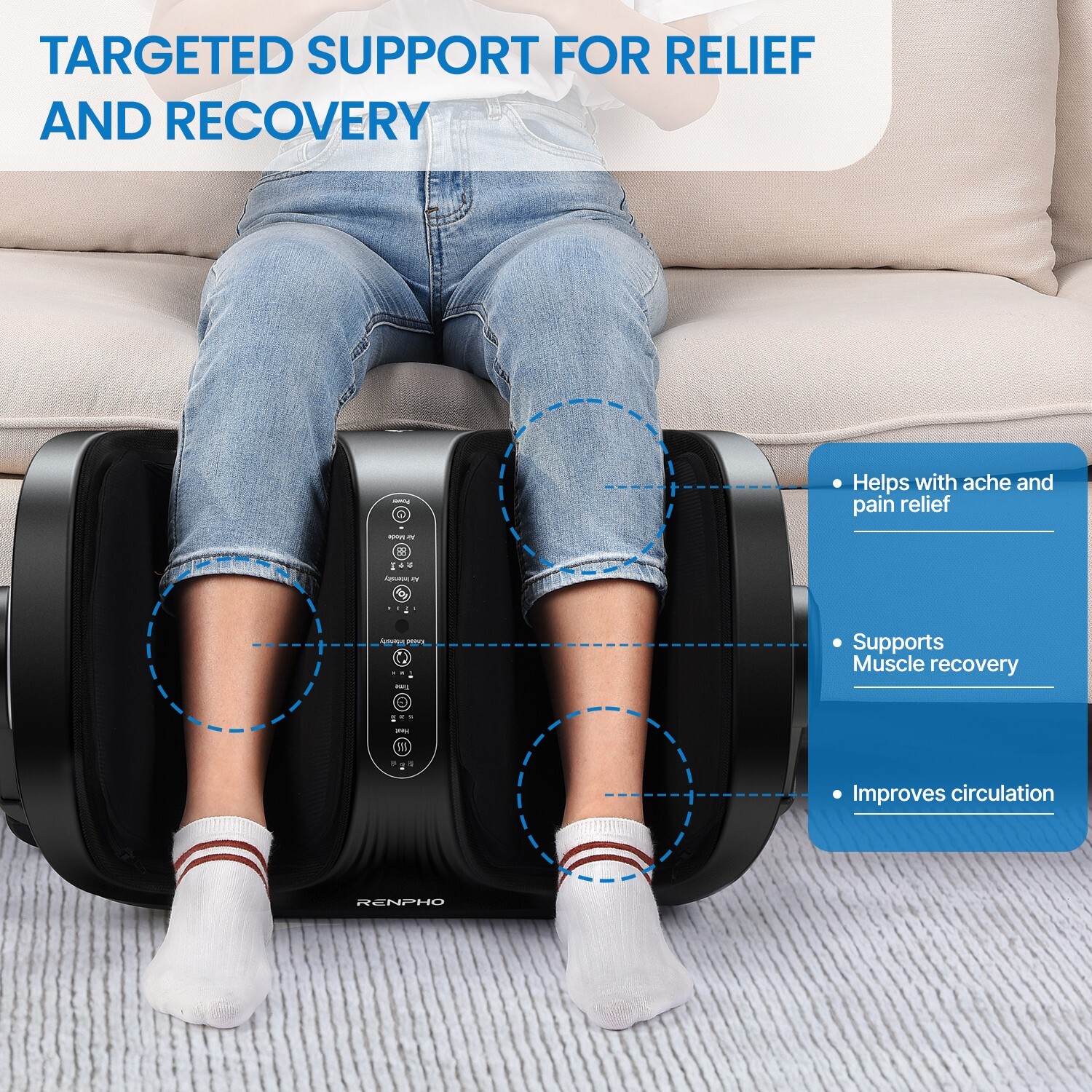 RENPHO Shiatsu Foot Massager with Heat Foot & Calf Massager Remote Control Gift