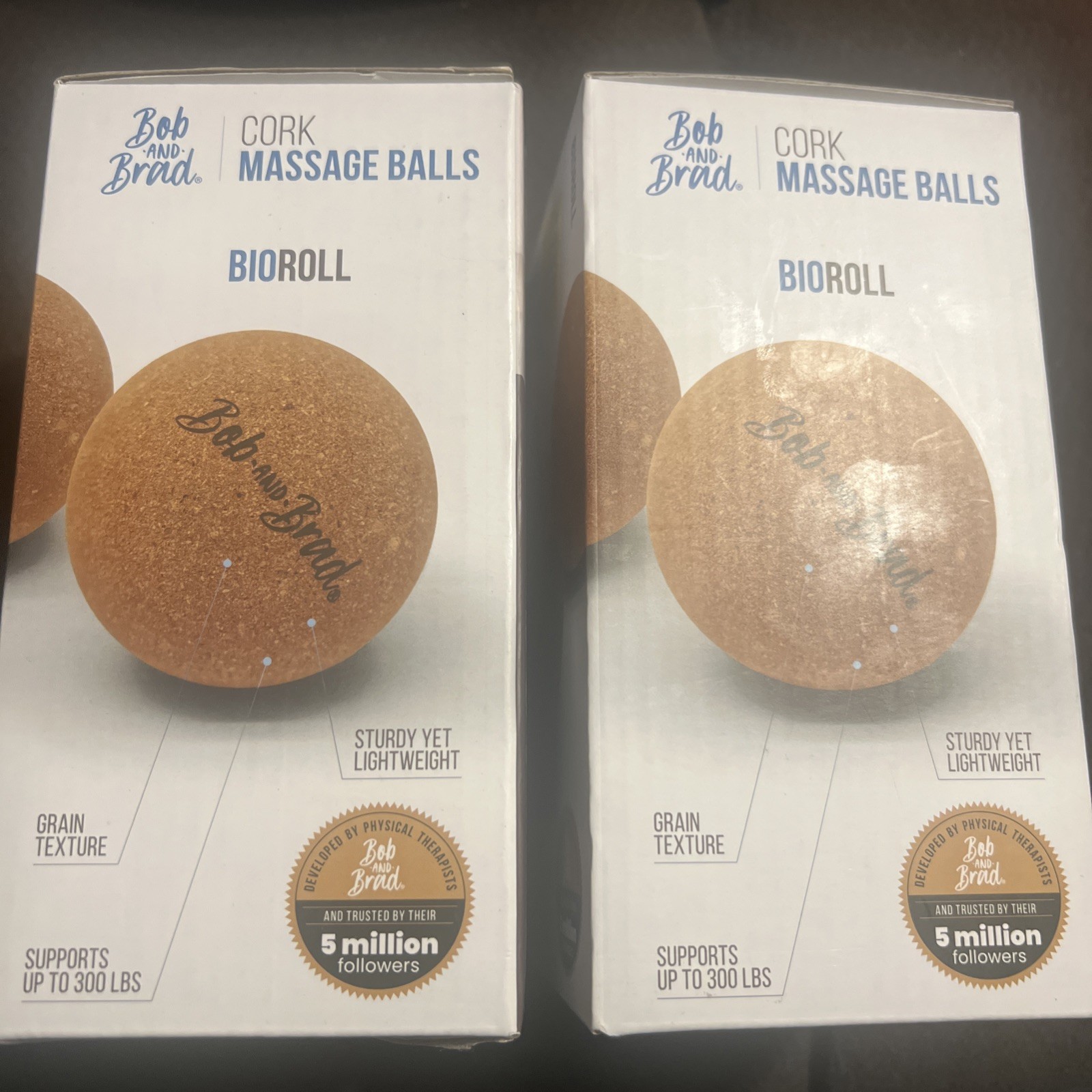 Bob & Brad Cork Massage Ball Set BioRoll 2 Pack NEW trigger point yoga therapy