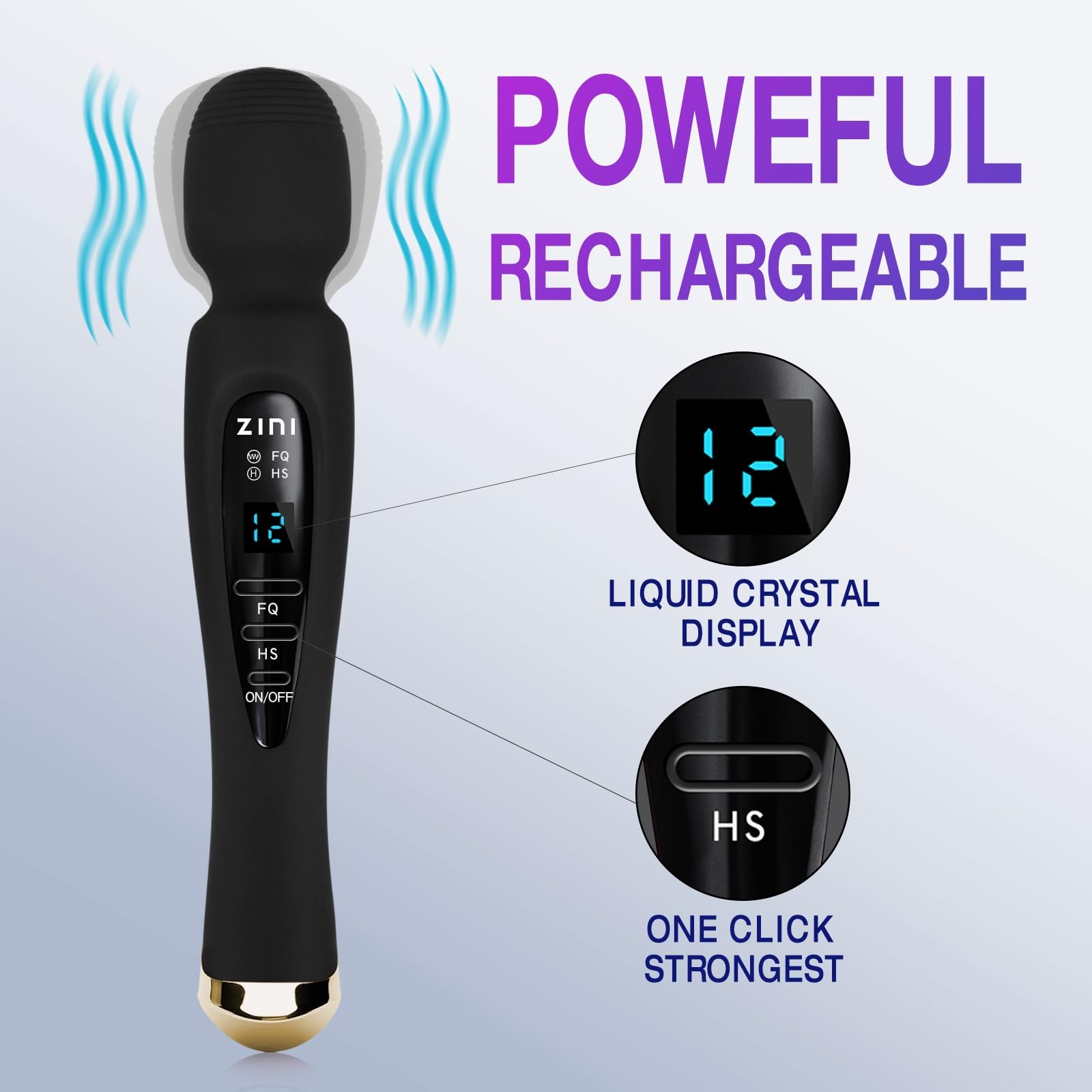 Cordless Massager with LCD Display, Personal Massager for Pain Relief, Powerf…