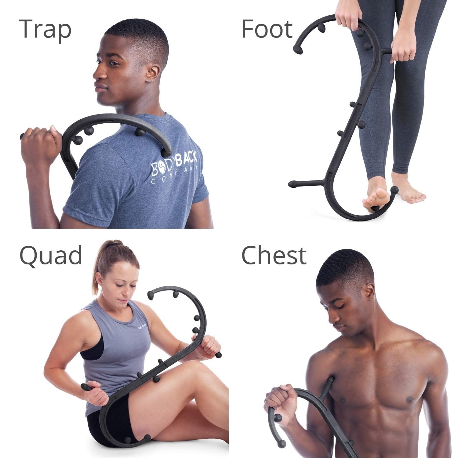Body Back Buddy Classic USA Made Handheld Massage Cane – Full Classic, Black