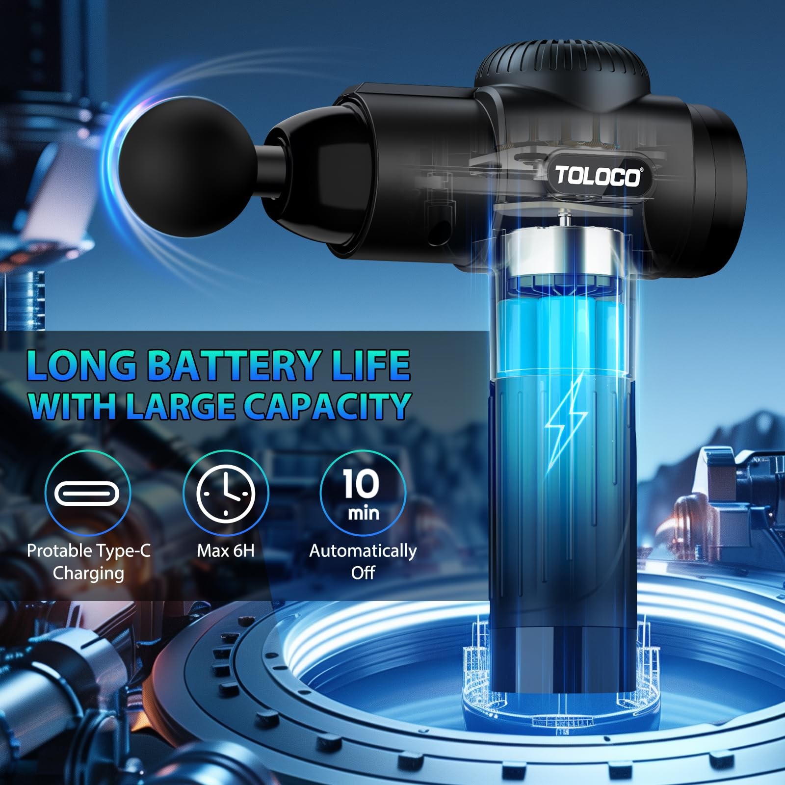 Toloco Massage Gun Deep Tissue Back Massage For Athletes For Pain Relief