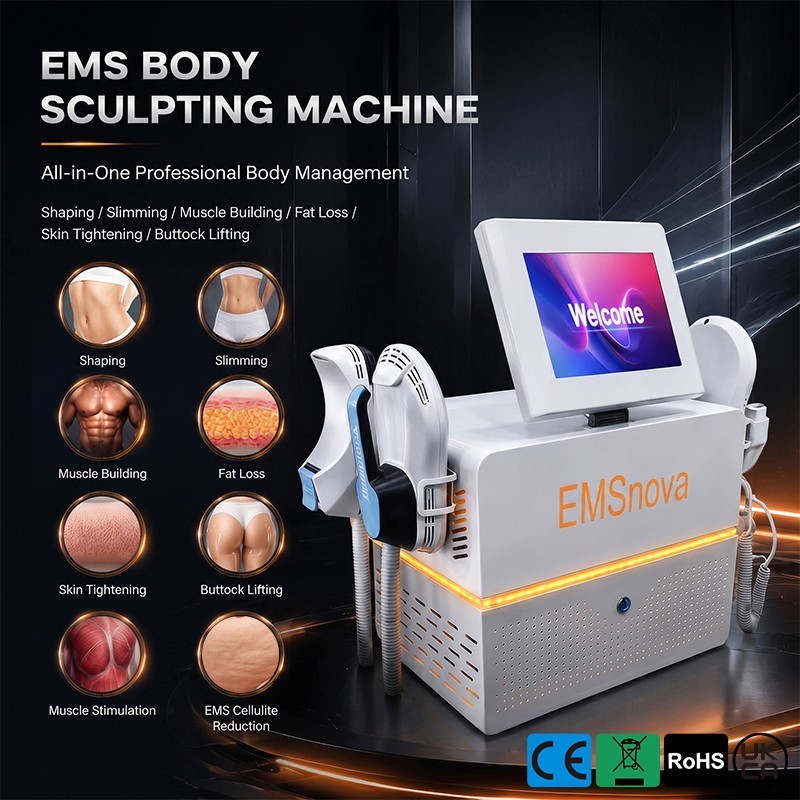 EMS Nova 4 Handles 6500W HIEMT Body Sculpt Salon Muscle Building Machine CE