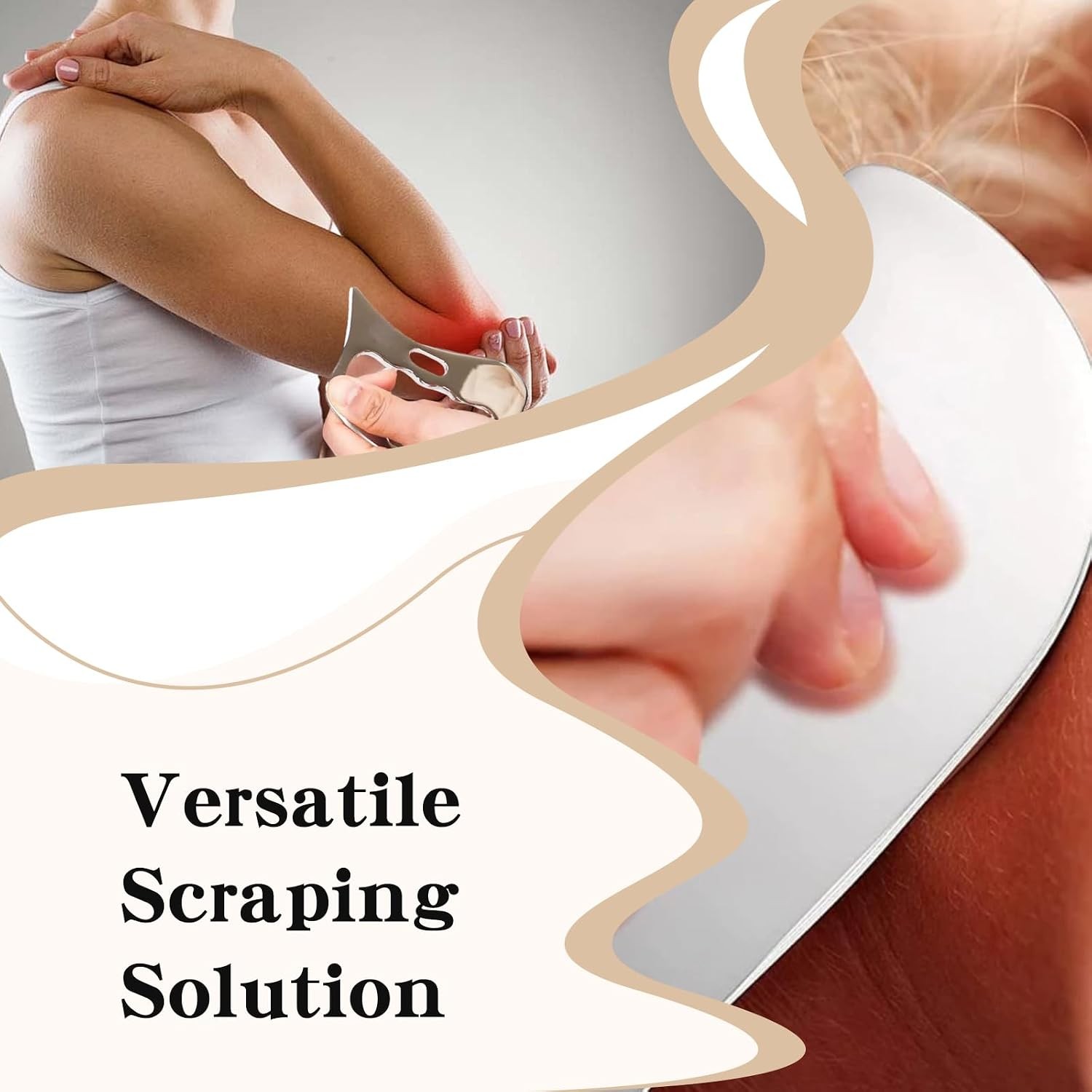 2-in-1 Stainless Steel Gua Sha Muscle Scraper Tool Set – for Myofascial Release,