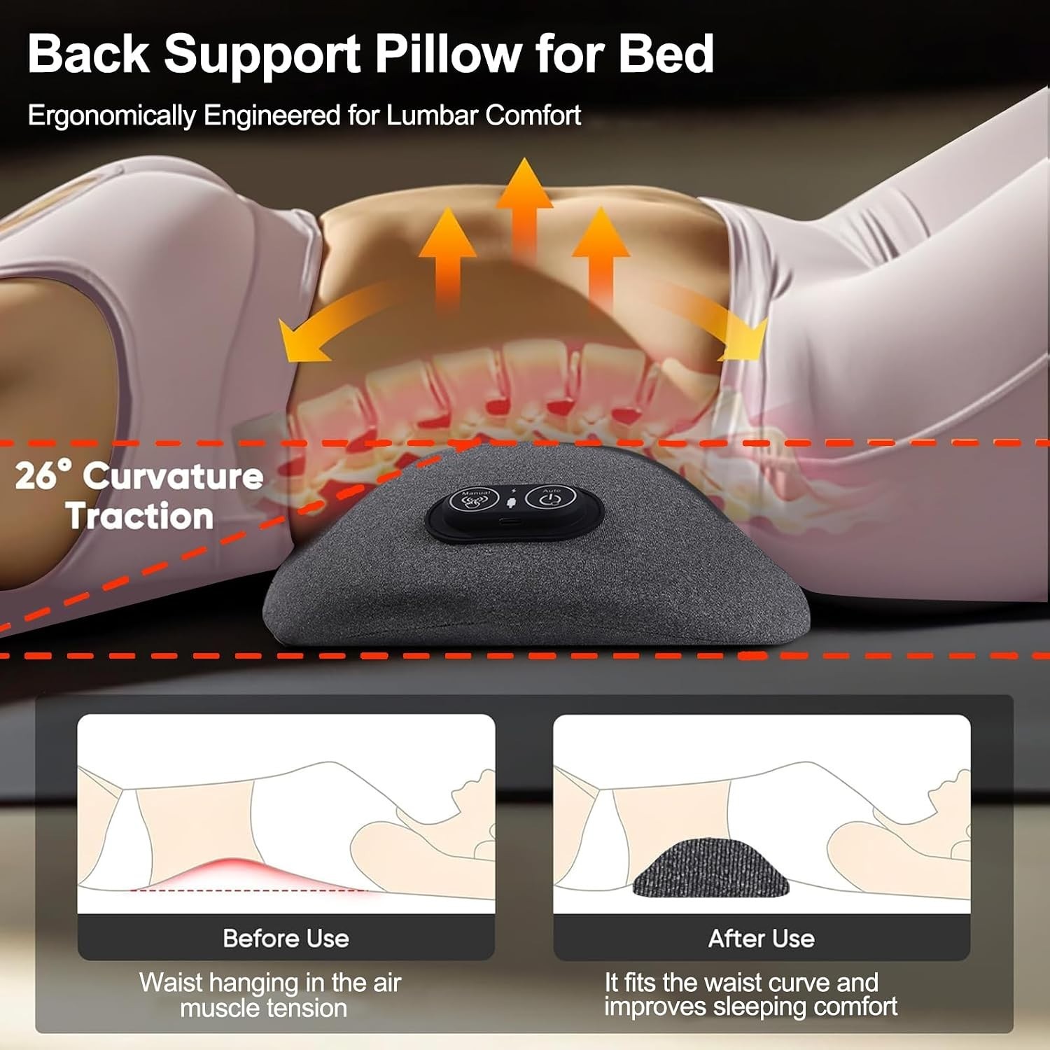 3-in-1 Back Massager: Electric Lumbar Support Pillow with Heat & Vibration