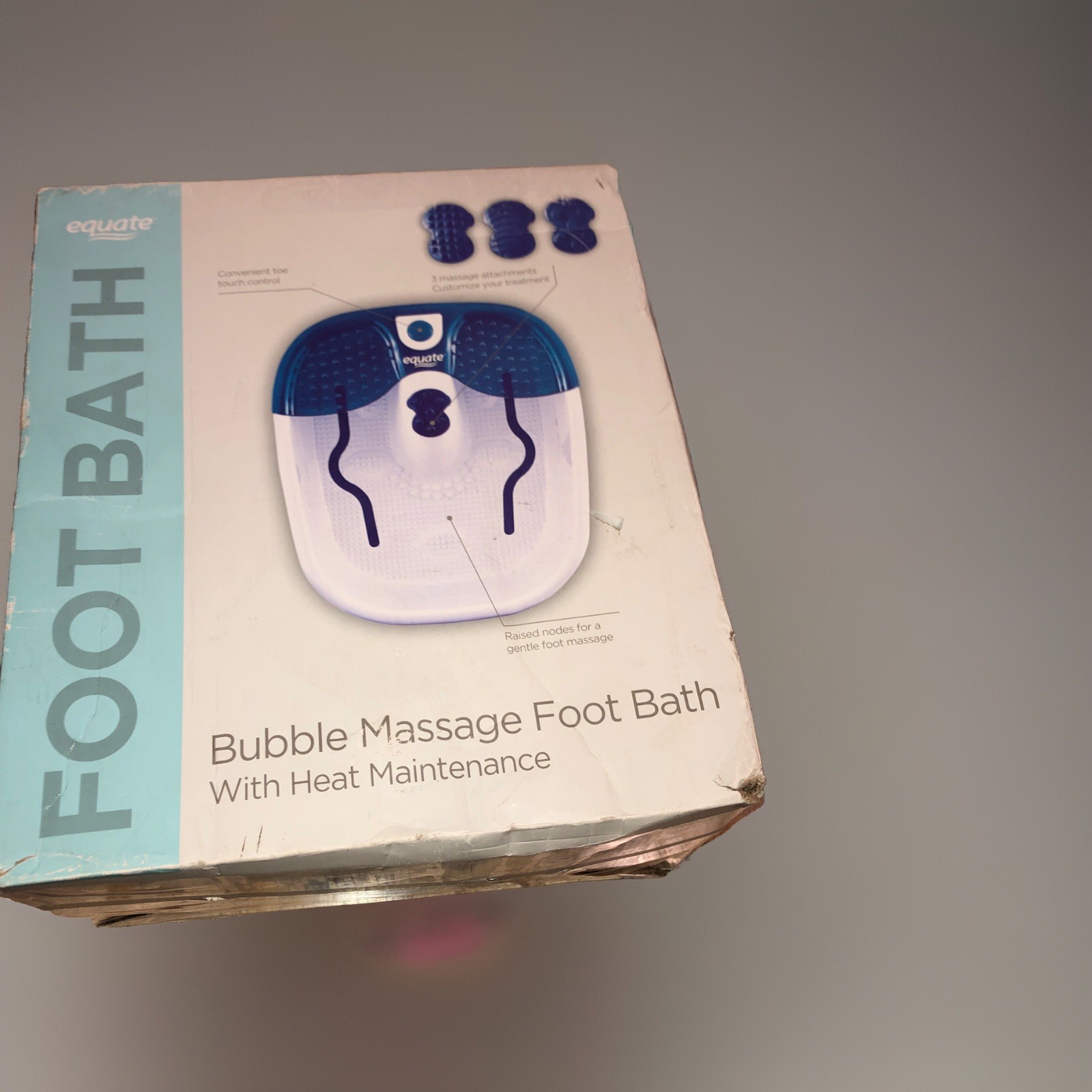 Equate Bubble Massage Foot Bath Toe Touch Control w/ Massage Attachments