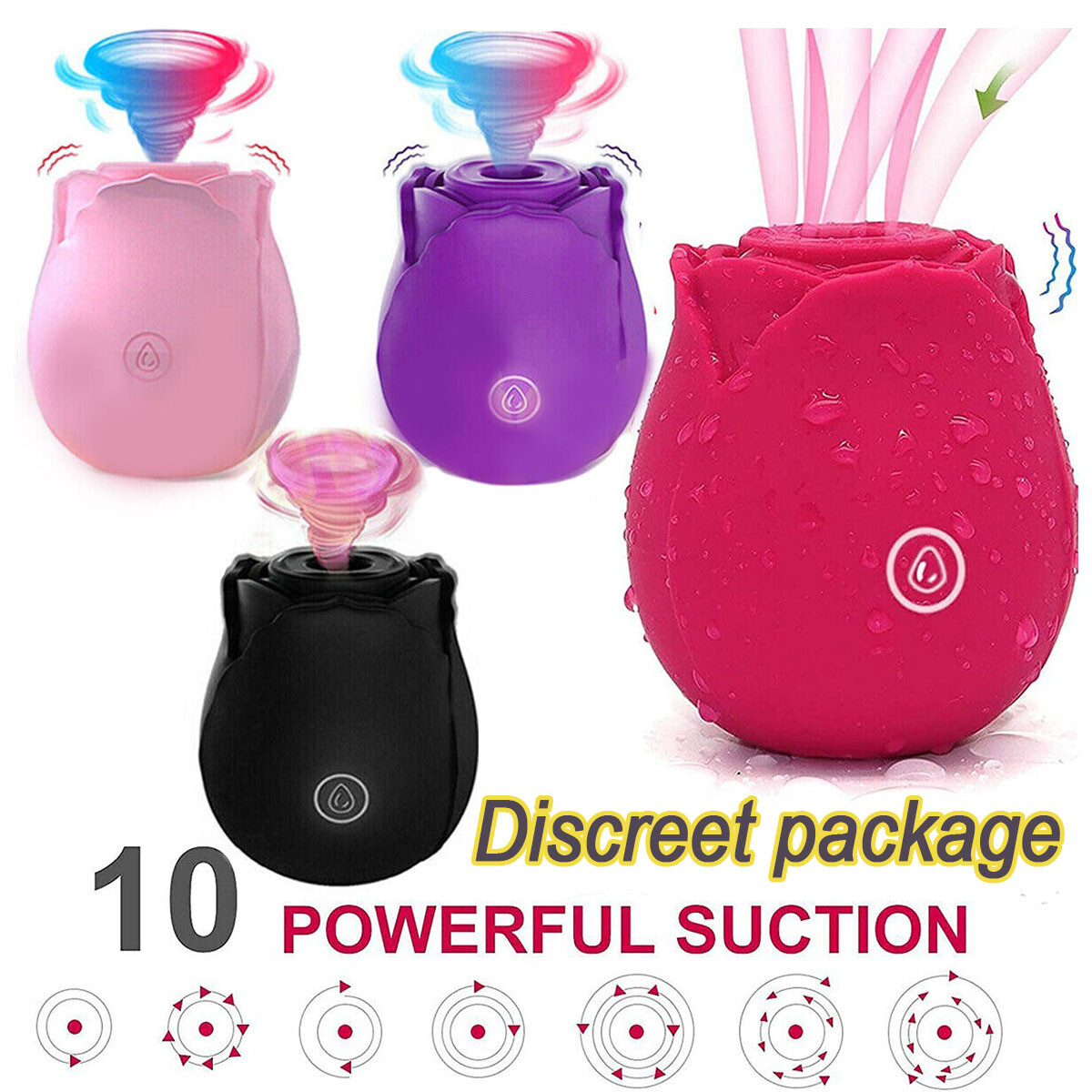 Discreet-10 Speed-Personal-Massage-Rose-Vibrator-sucking-Massager-for-Women