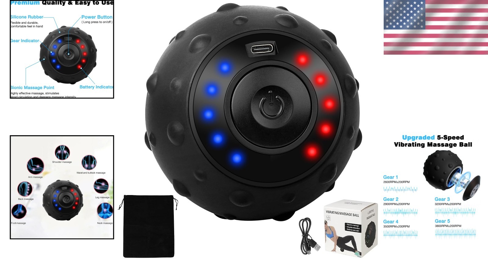Silicone Vibration Massage Ball – 3.85 Inch Personal Massage Tool for Home Use
