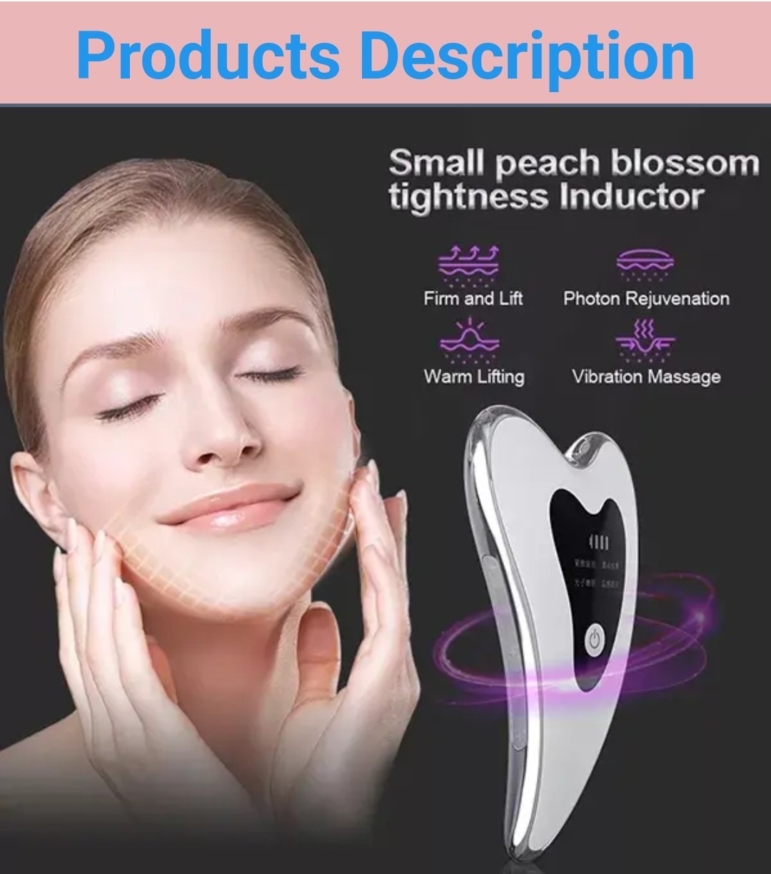 4in1 Gua Sha Chinese Youth Secret Clear & Glowing Skin blemish Acne Rechargeable