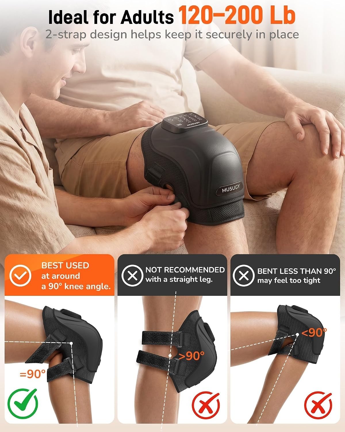 Knee Massager w/ Heat and Red Light Therapy-4 Vibration Massage-4 Heating Levels