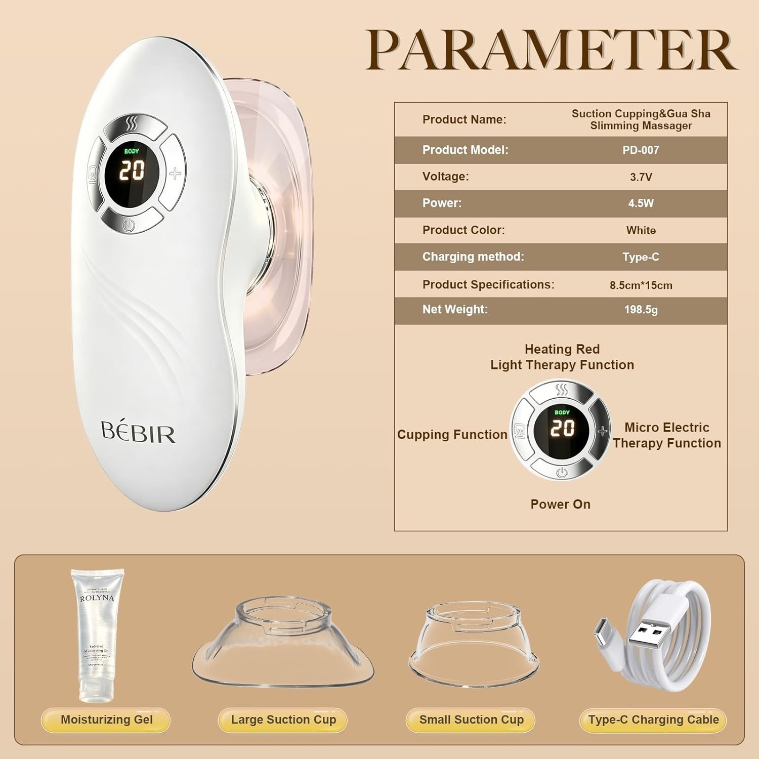 Electric Cupping & Gua Sha Massager, 3-in-1 Cellulite Remover for Legs, Lymph…